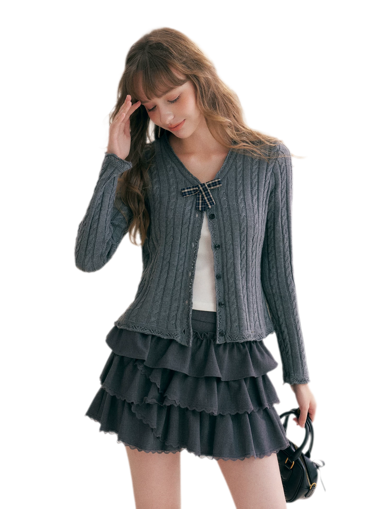 Cable Knit V-Neck Cardigan