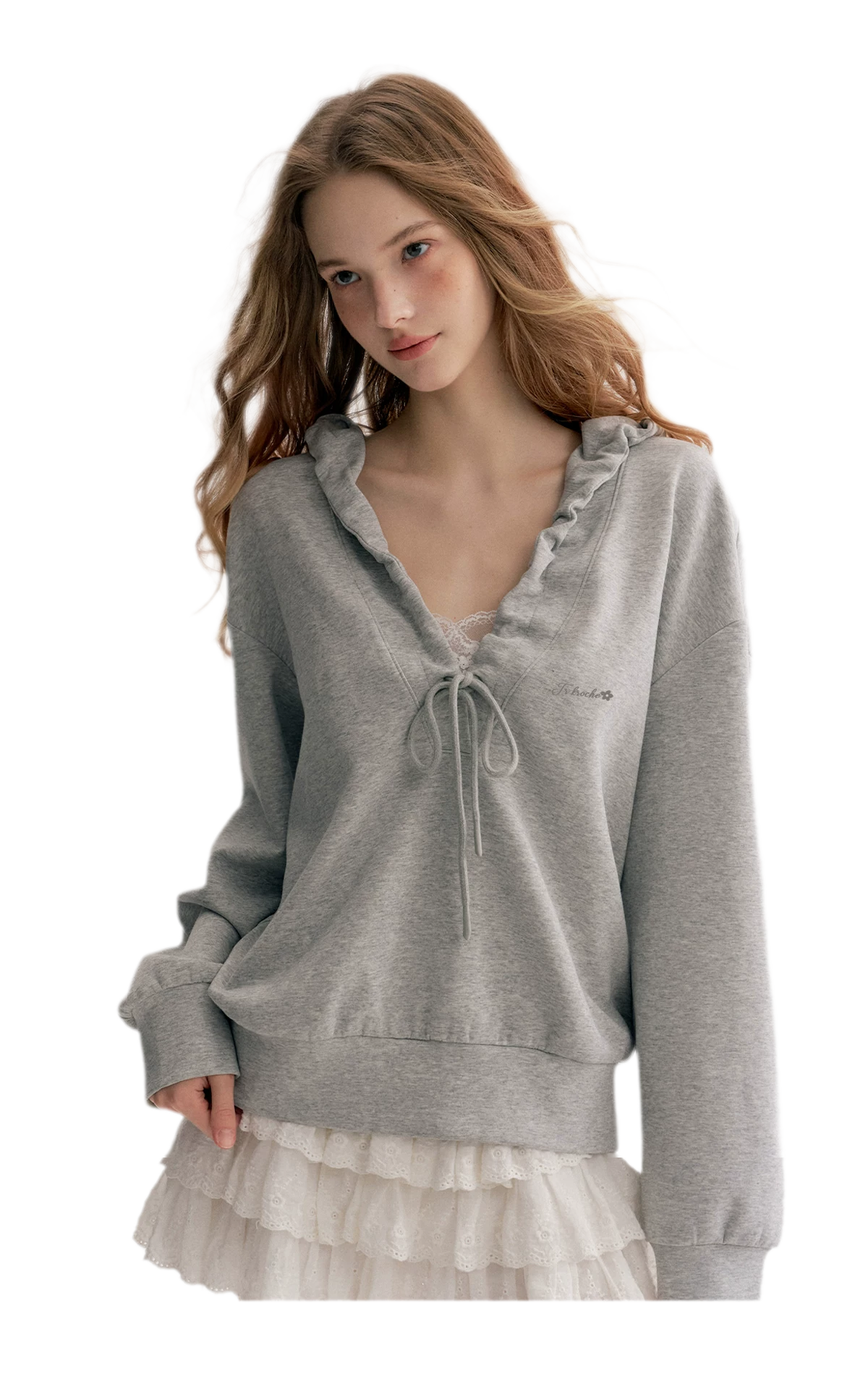 Cotton-Feel Ruched Oversized Hoodie