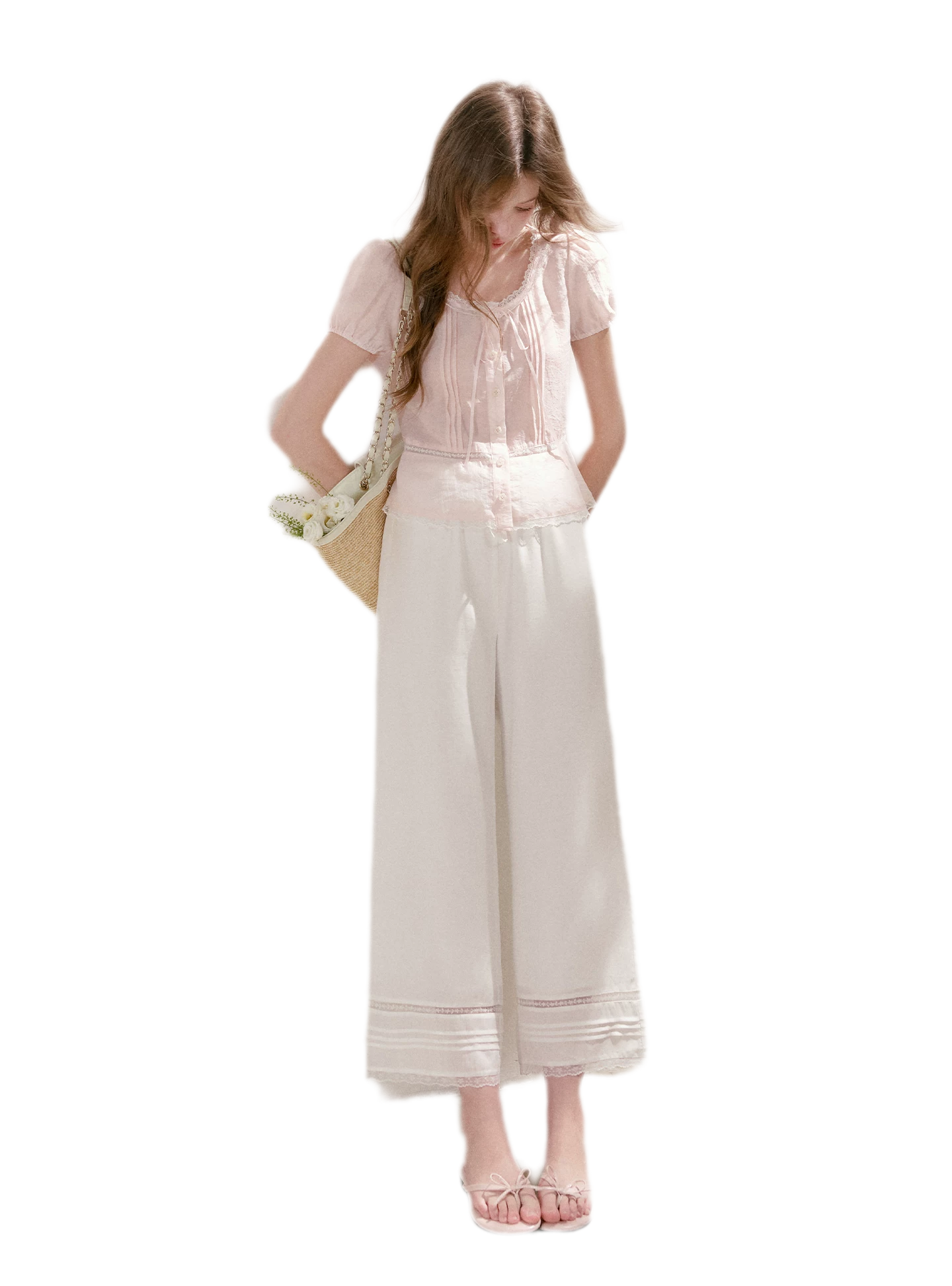 Tencel Linen Cropped Straight-Leg Pants