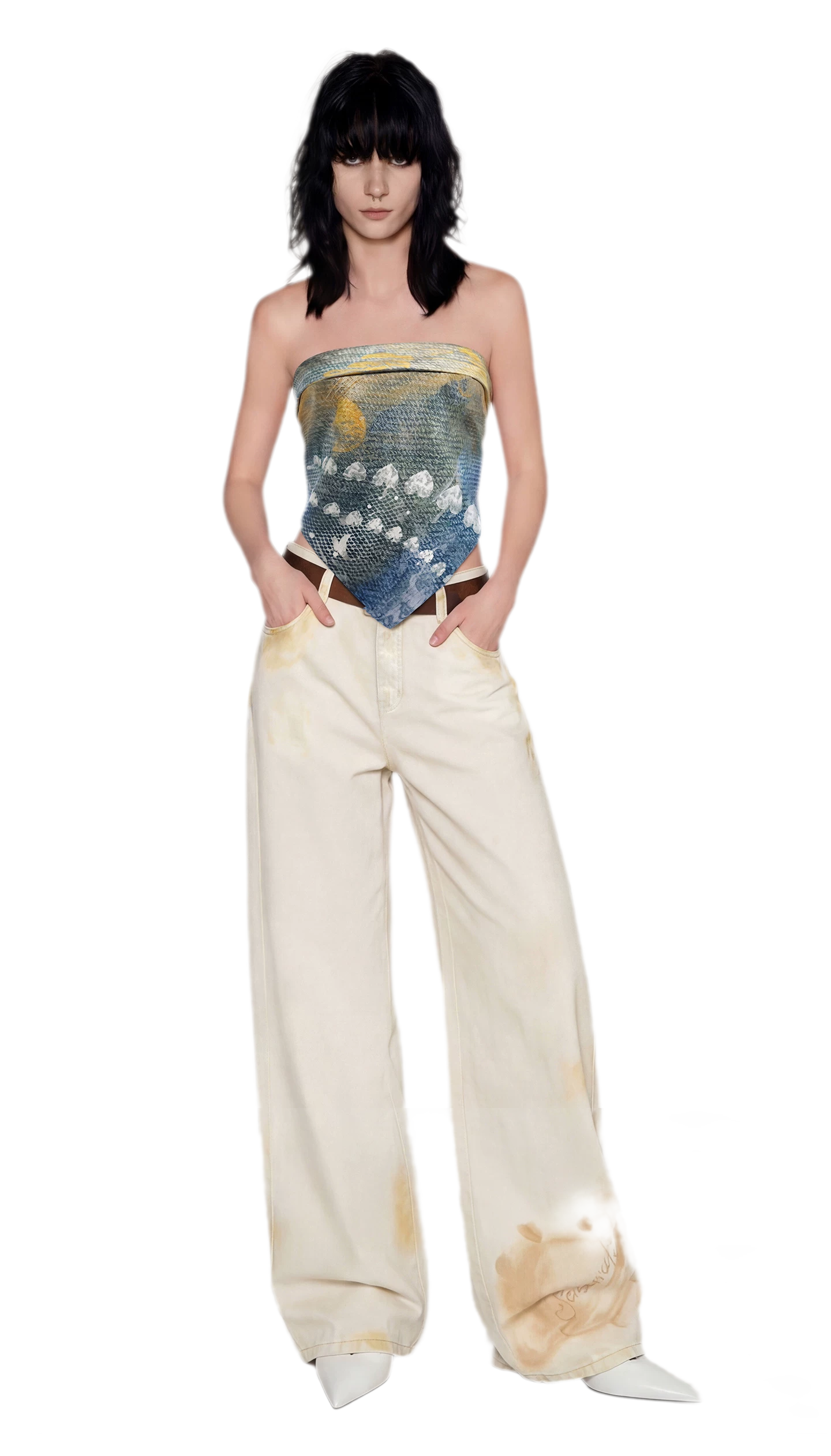 Denim Print Silk Scarf