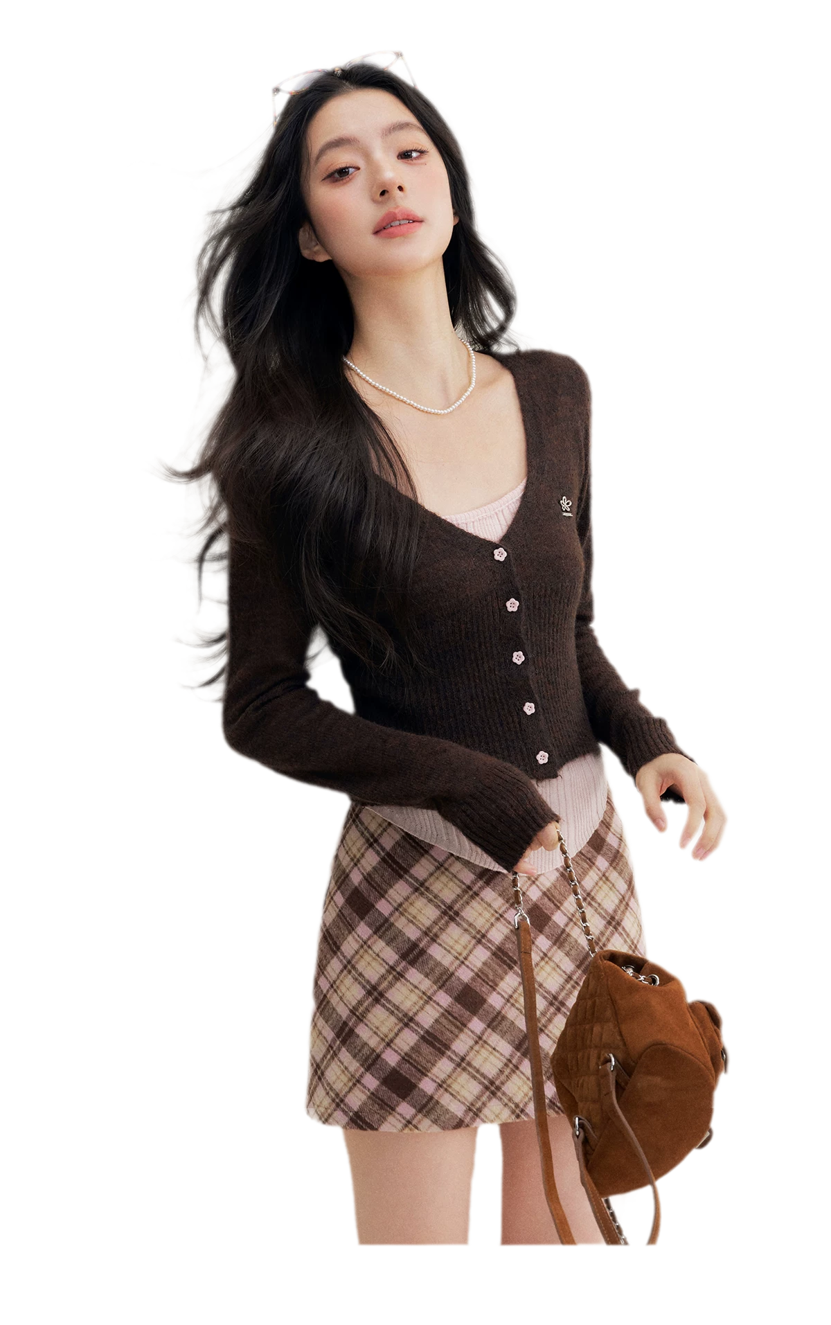 Brushed Contrast V-Neck Sweater