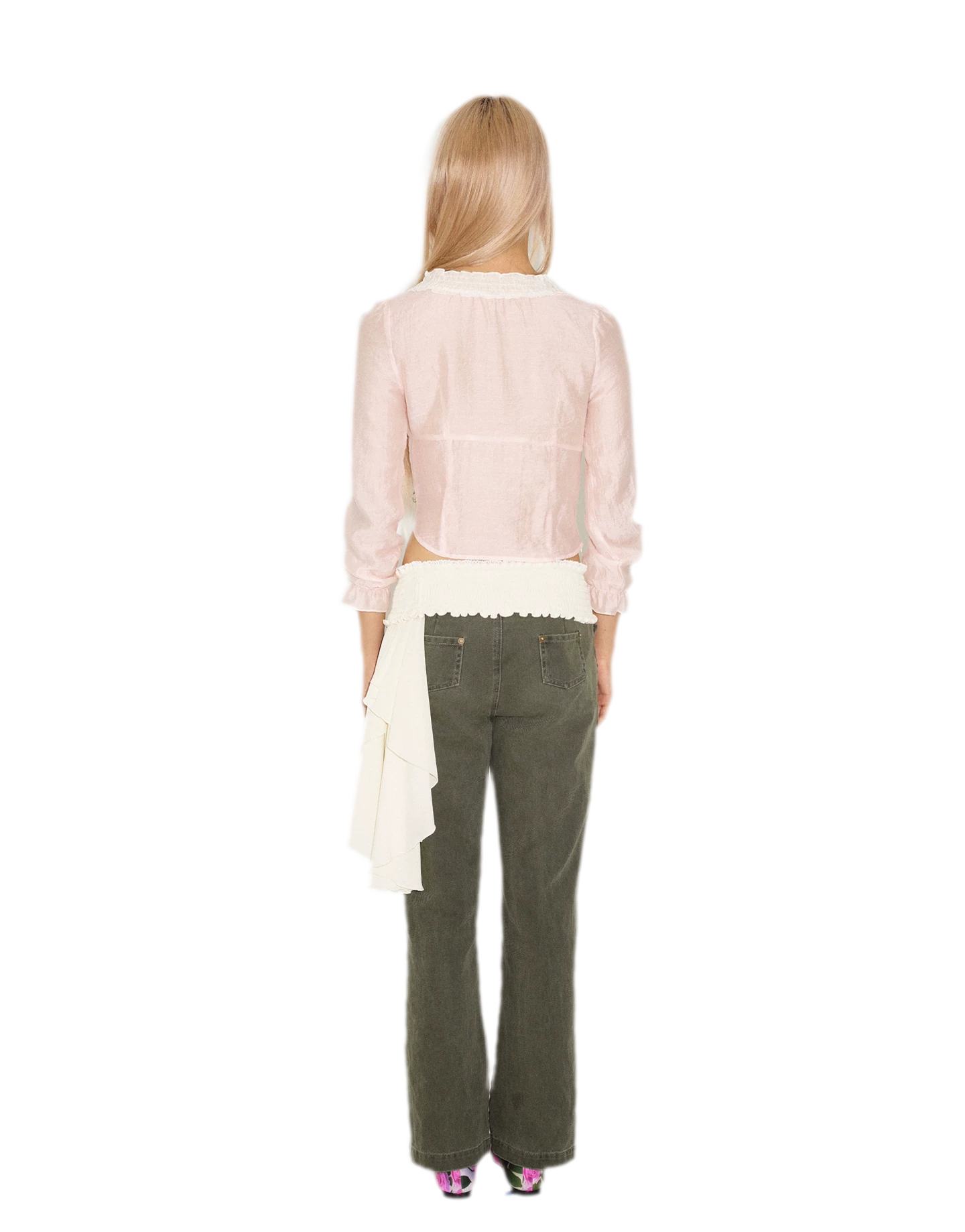Embroidered Lace Cropped Blouse