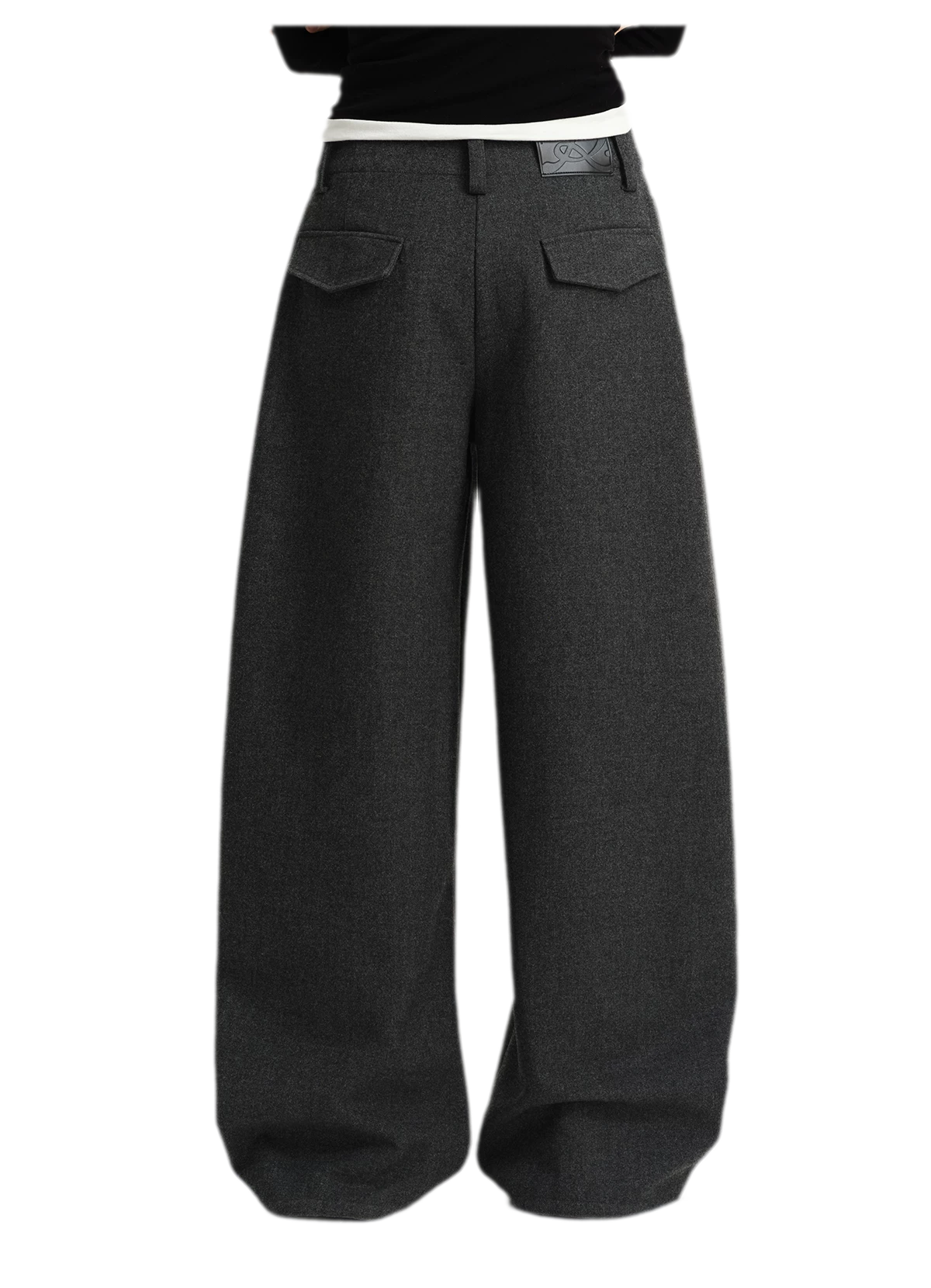 Wool Blend Pleated Wide-Leg Trousers