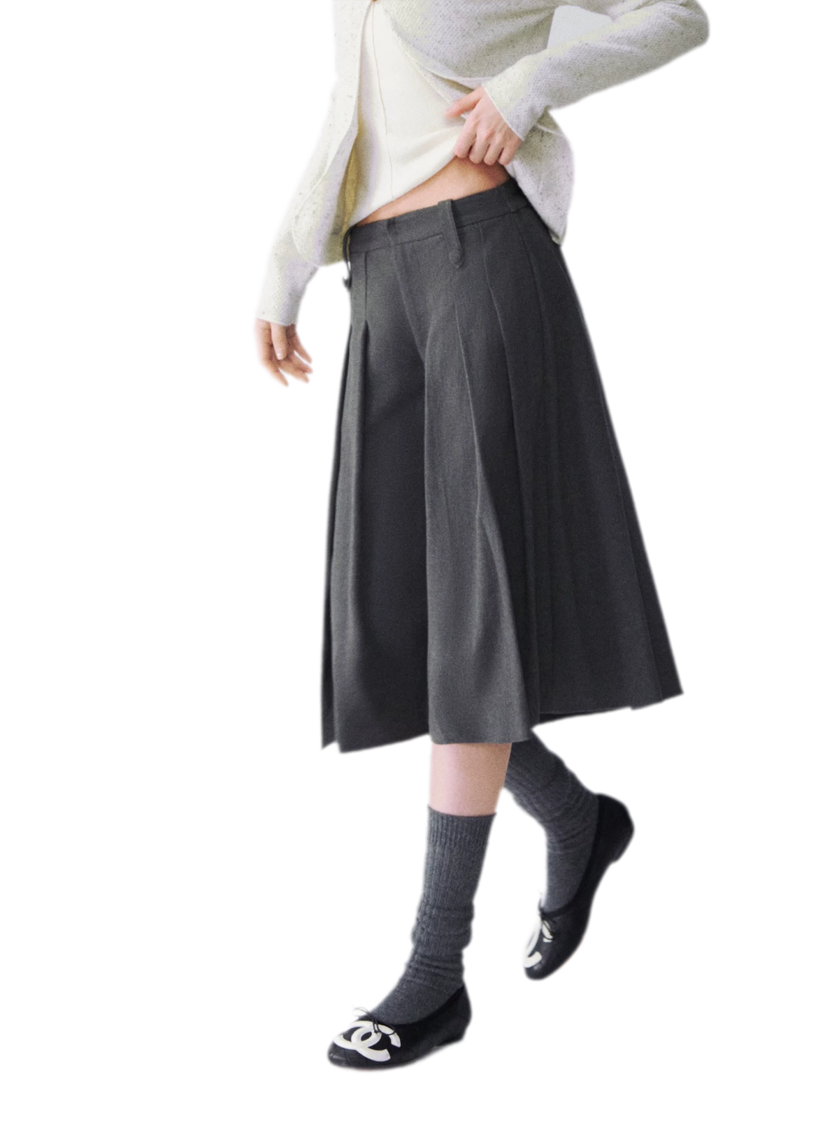 Quần culotte ống rộng xếp ly