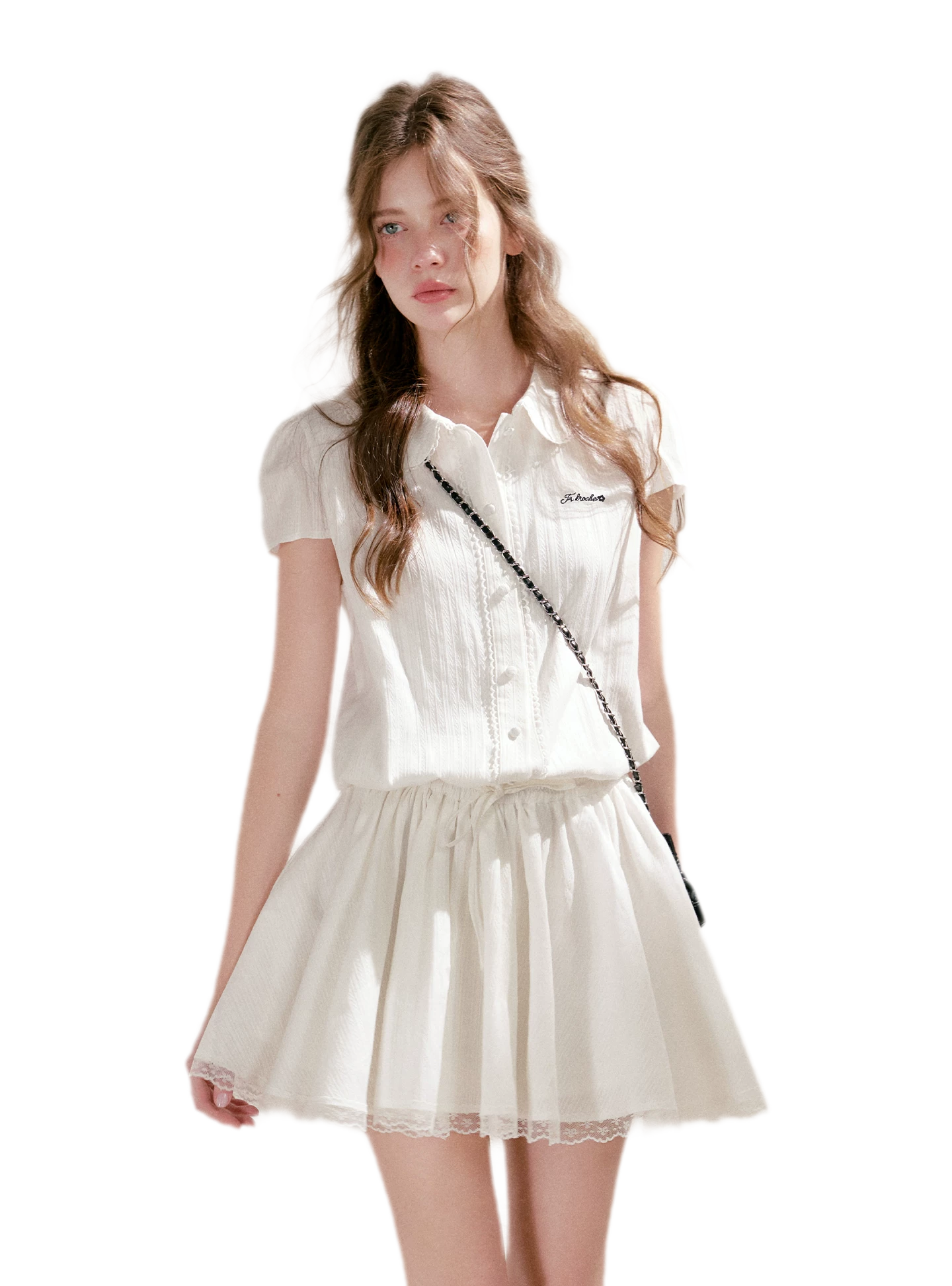 Lace Trim Shirt Dress