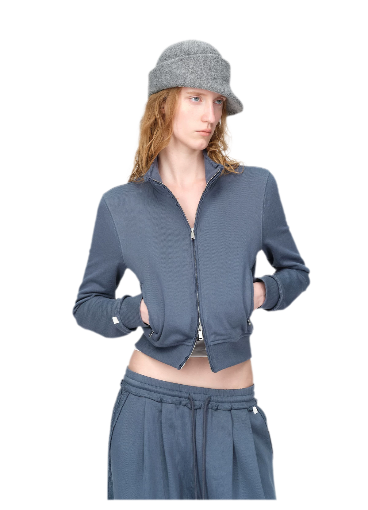 Raw-Edge Cropped Sweatshirt Set