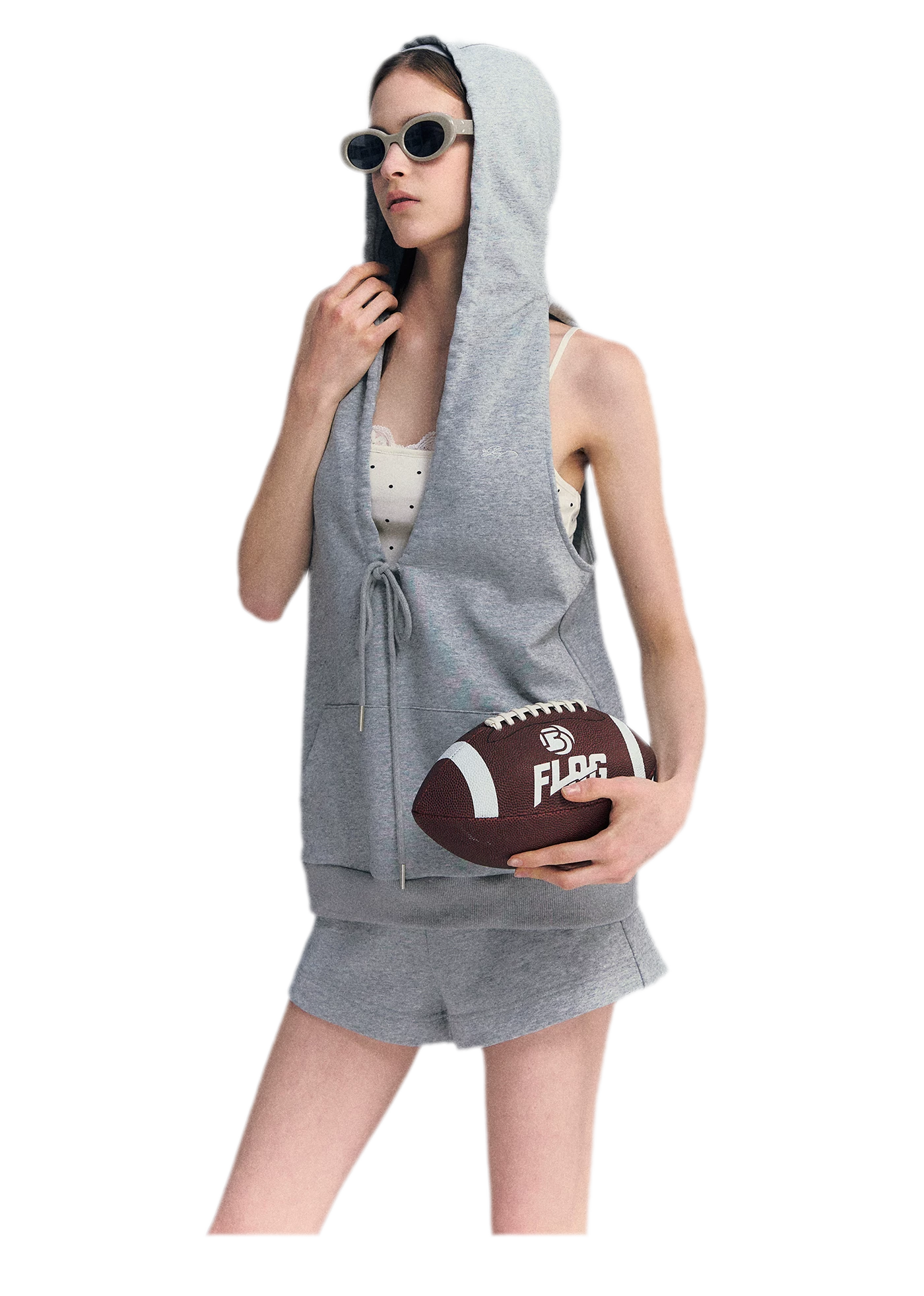 U-Neck Hoodie Vest Set