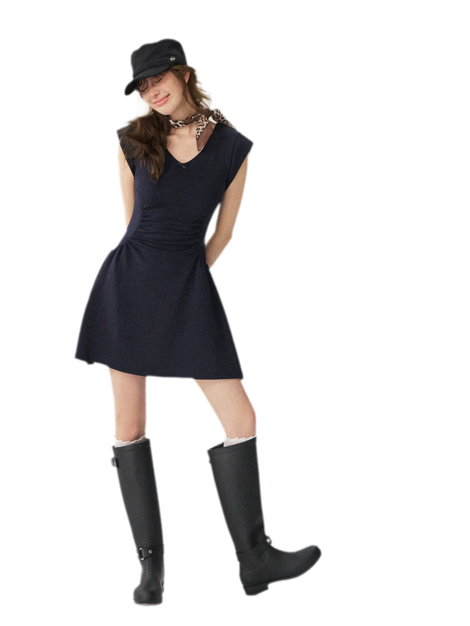 V-Neck Waist Knit Dress
