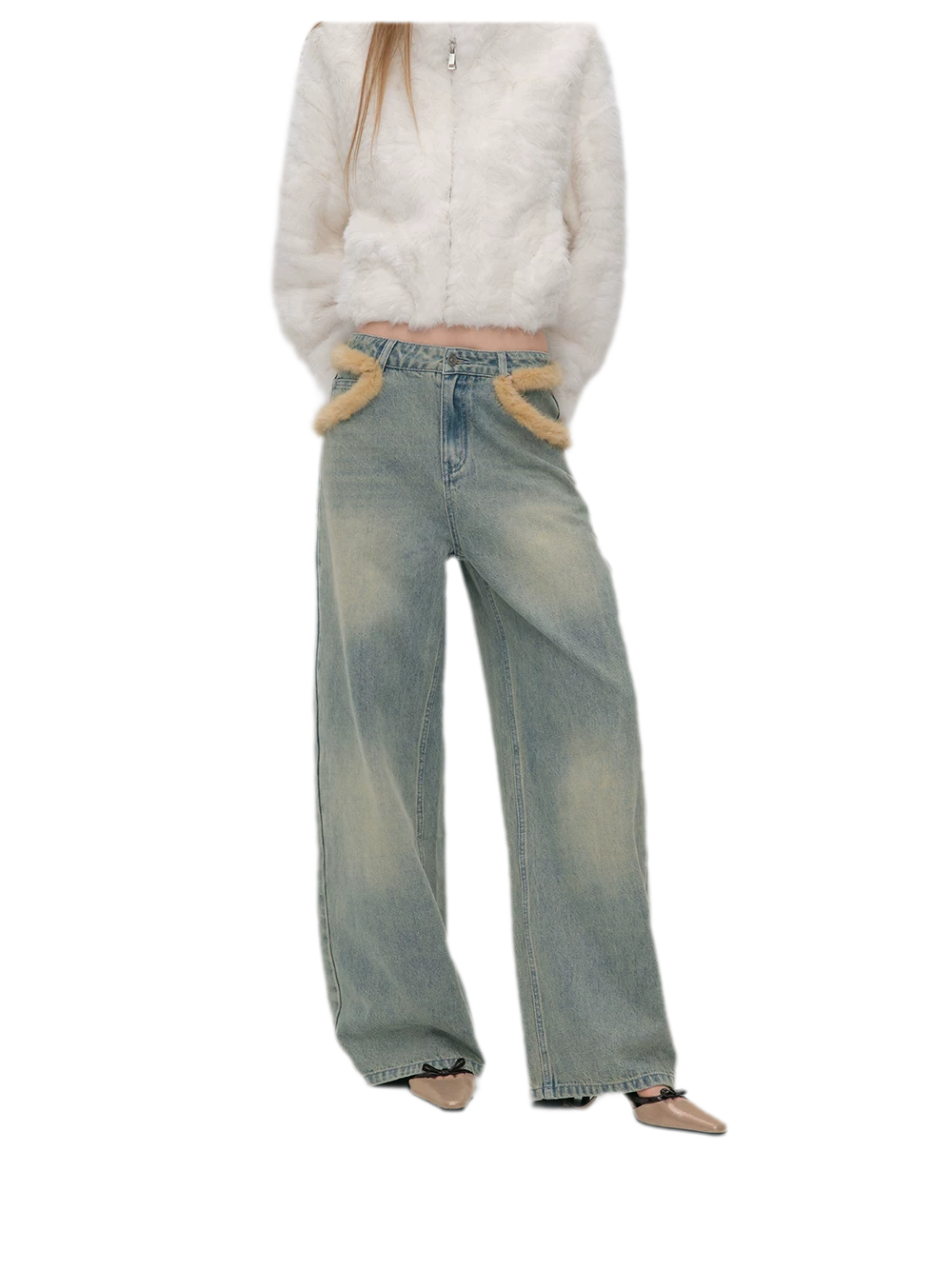 Vintage Washed Wide-Leg Jeans