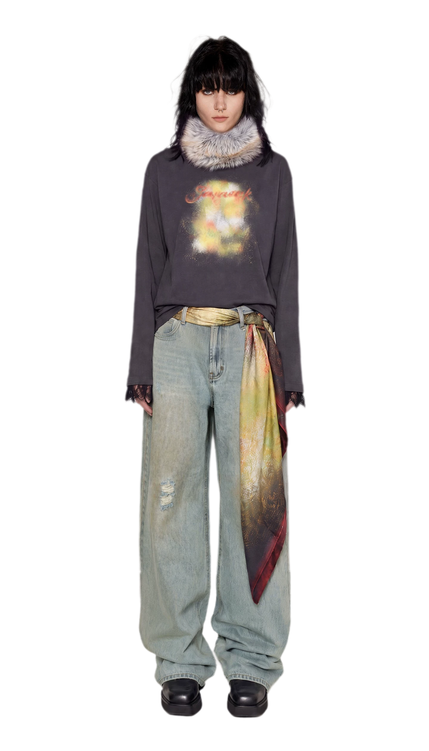 Vintage Washed Wide-Leg Jeans