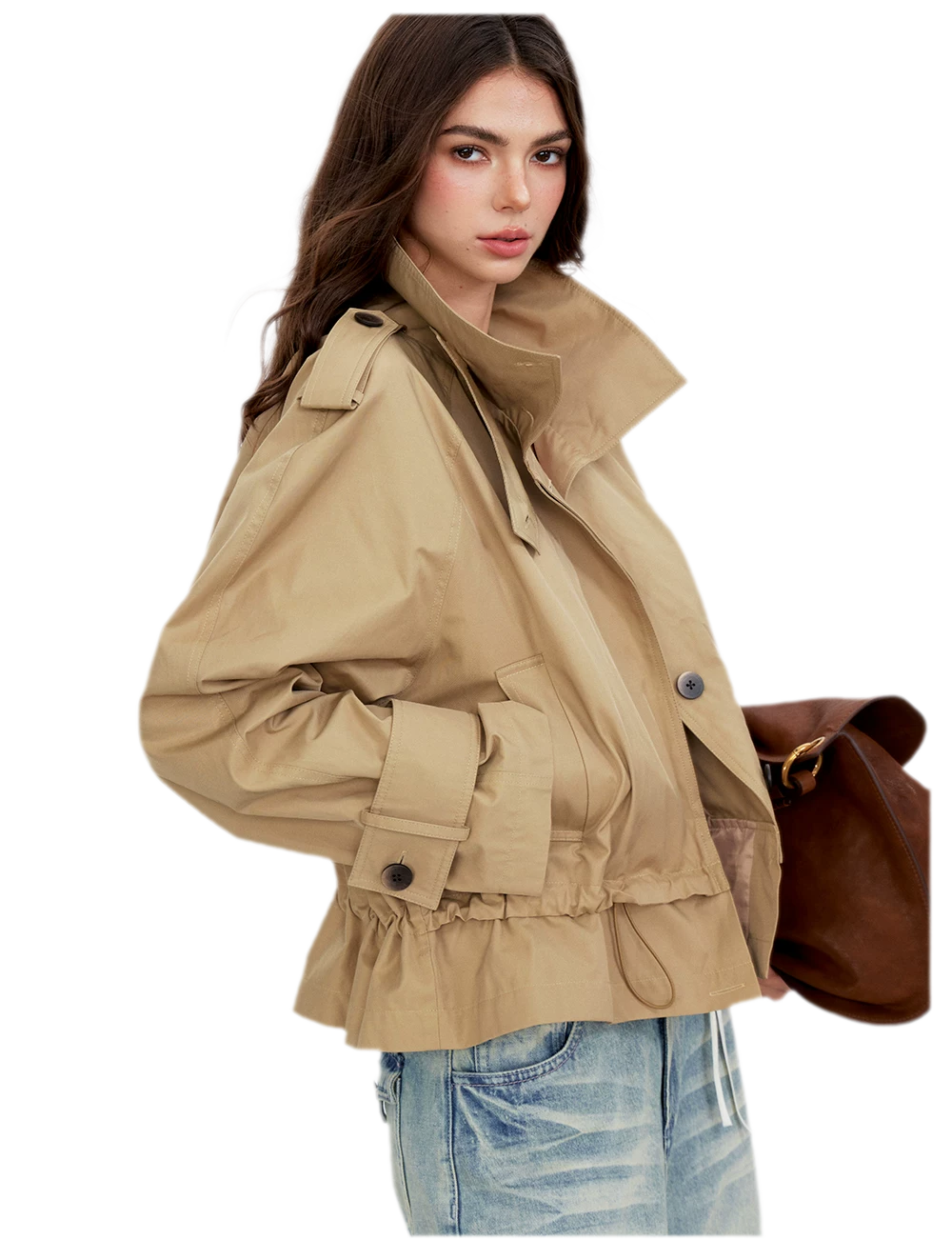 Cropped Workwear Trench Jacket