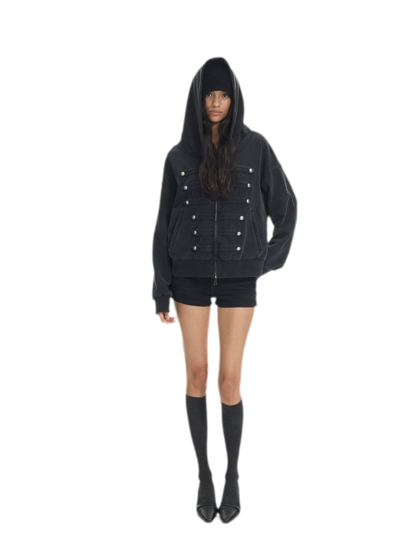 Washed Napoleon Hooded Jacket