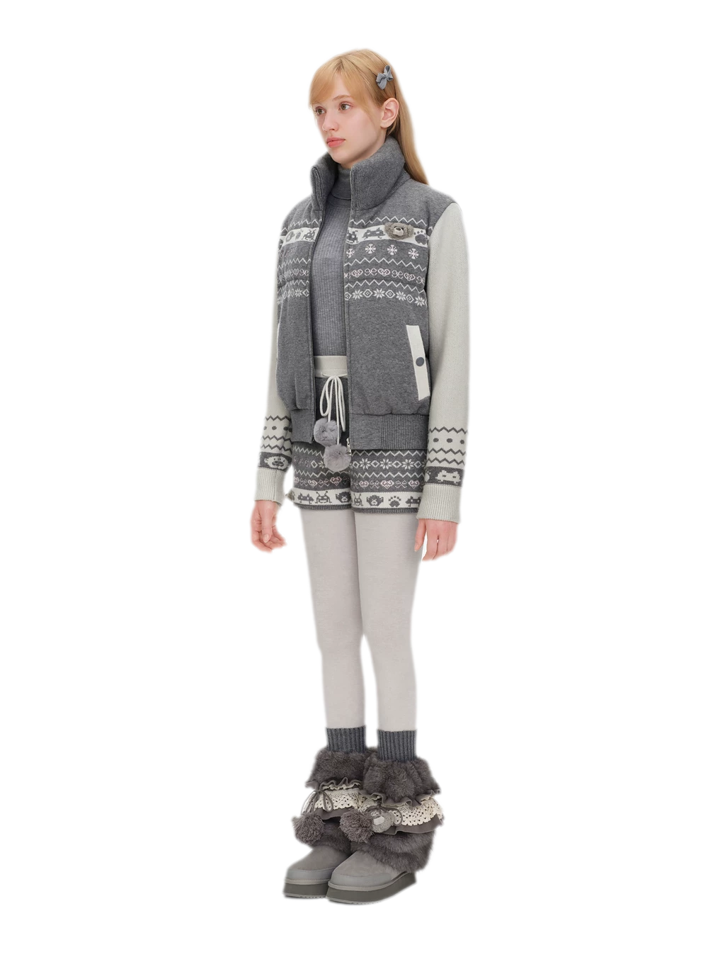 Fair Isle Cropped Down Jacket