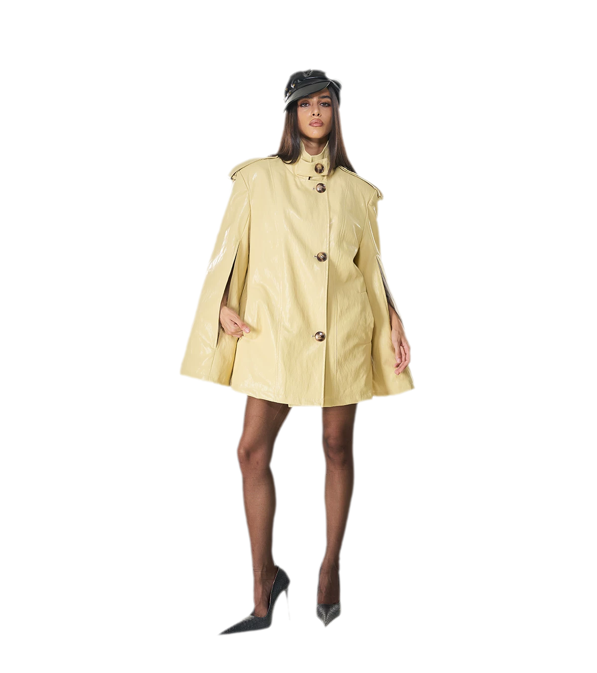 Glossy PU Cape Coat