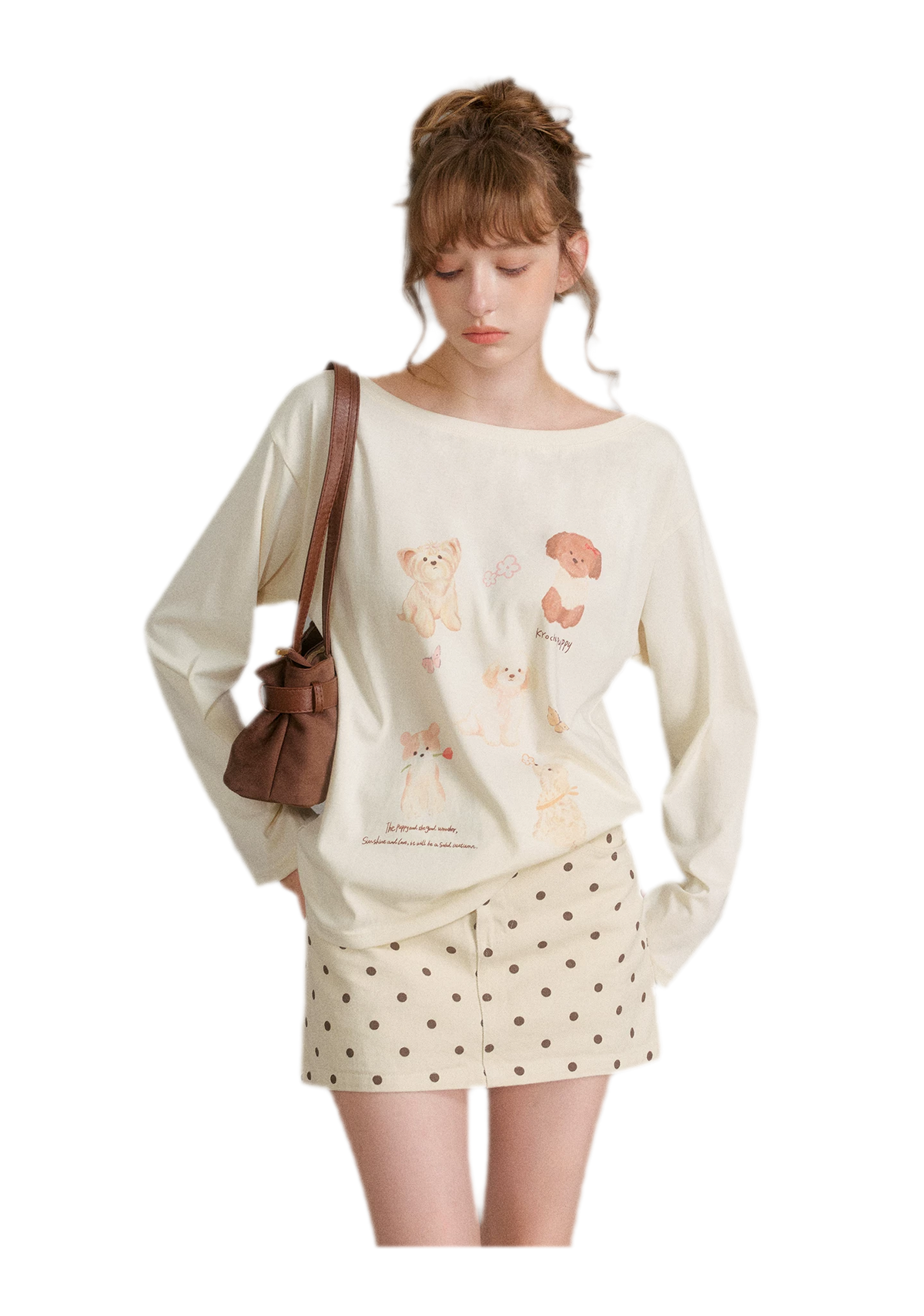 Hand-Drawn Puppy Print T-Shirt