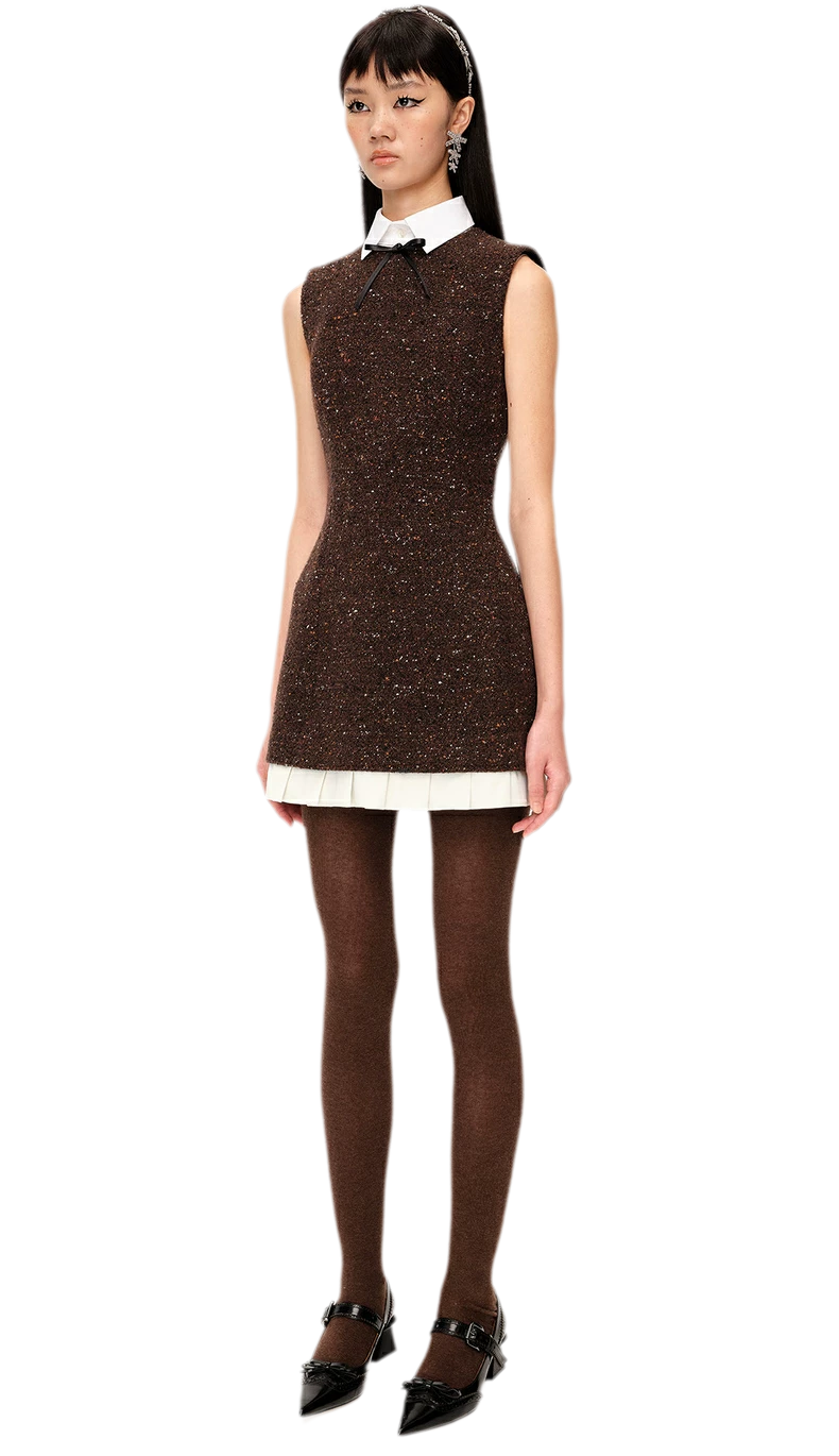 Elegant Pleated Hem Sleeveless Dress