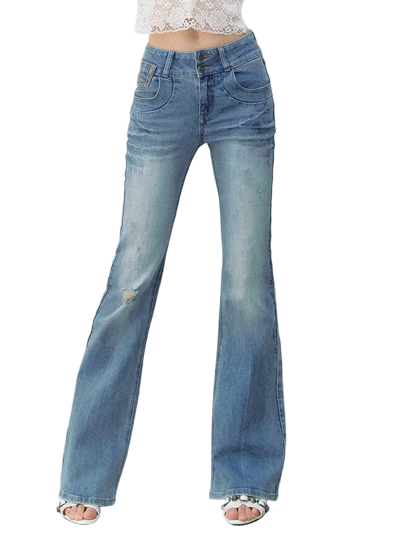 Model Vintage Washed Slim Flared Jeans