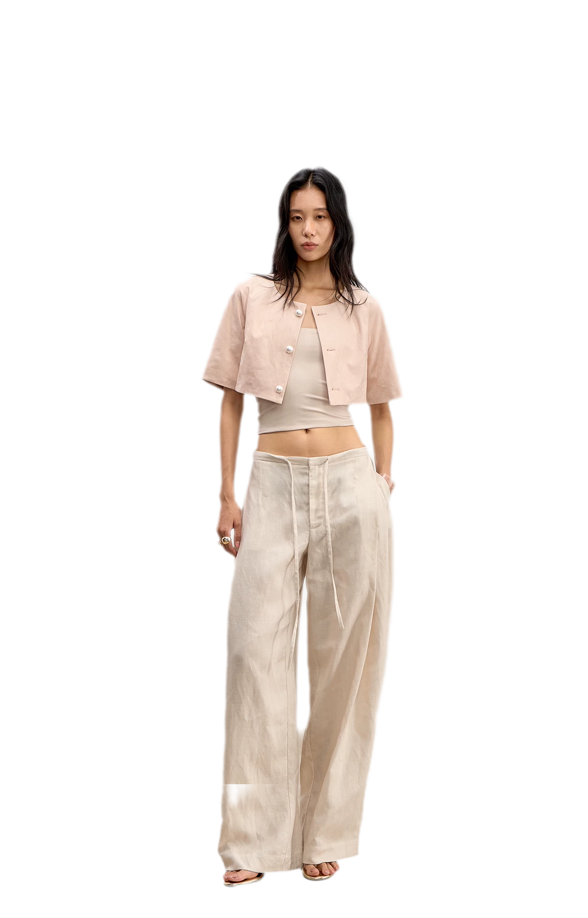 Giacca cropped raglan effetto pelle
