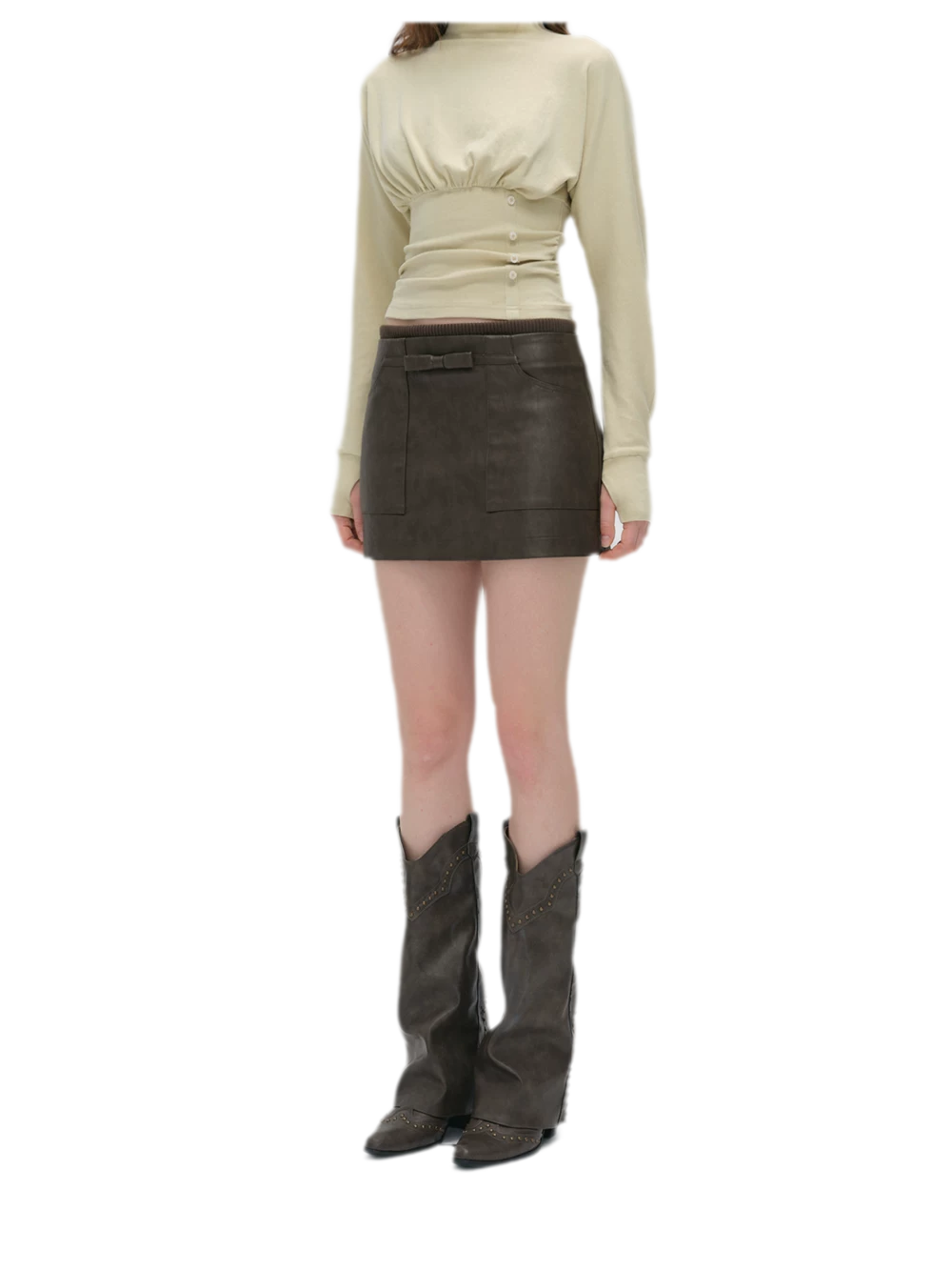 Textured Bow Mini Skirt