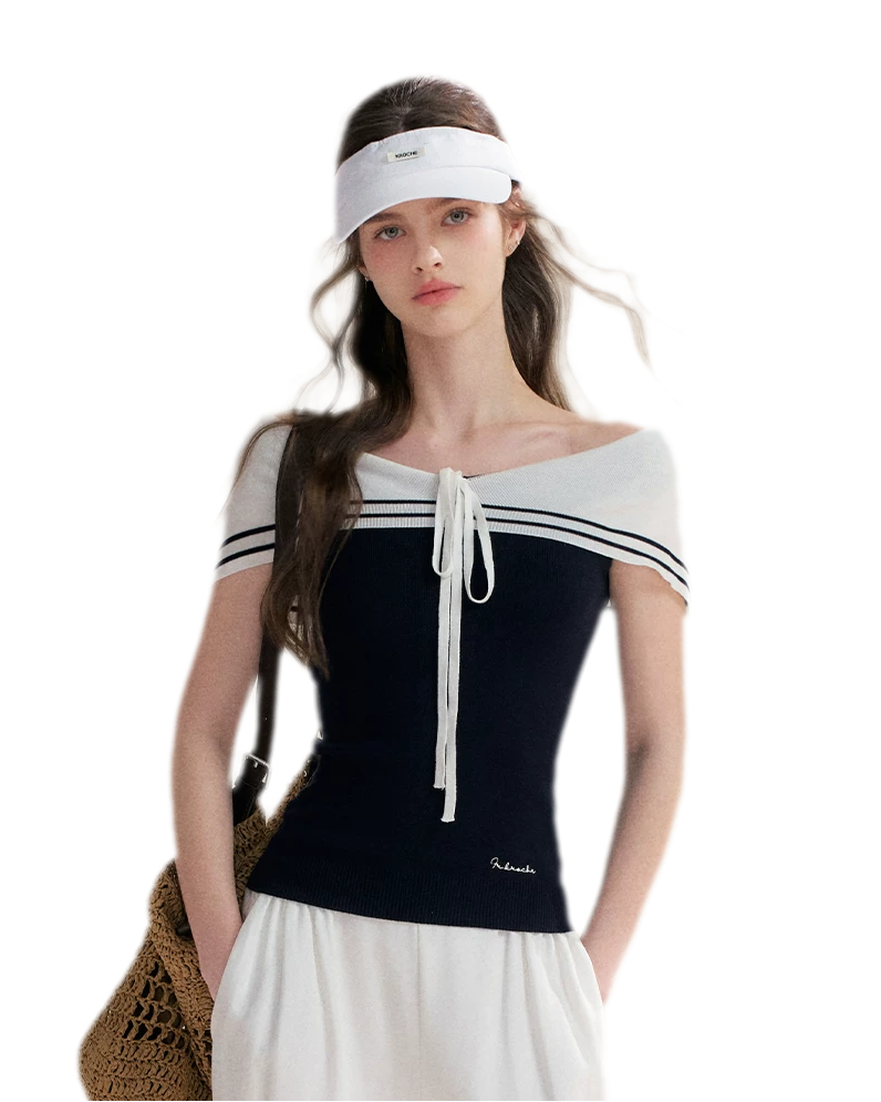 V-Neck Tie Knit Top
