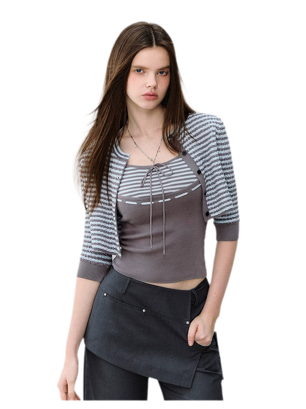 Textured Stripe Knit Set