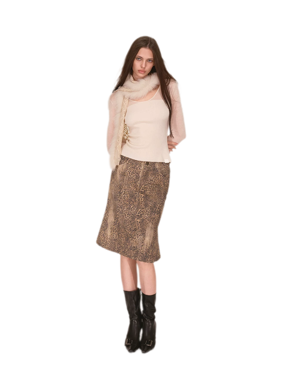 Fox Fur Lace Winter Scarf