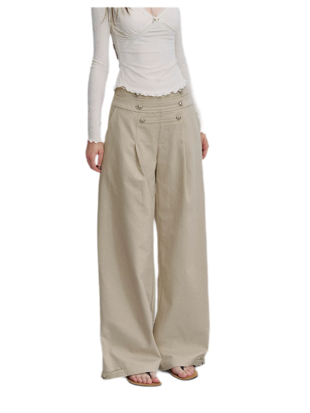 Textured Pleated Wide-Leg Pants