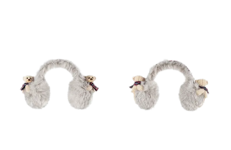 Paraorecchie in peluche a forma di orso con fiocco