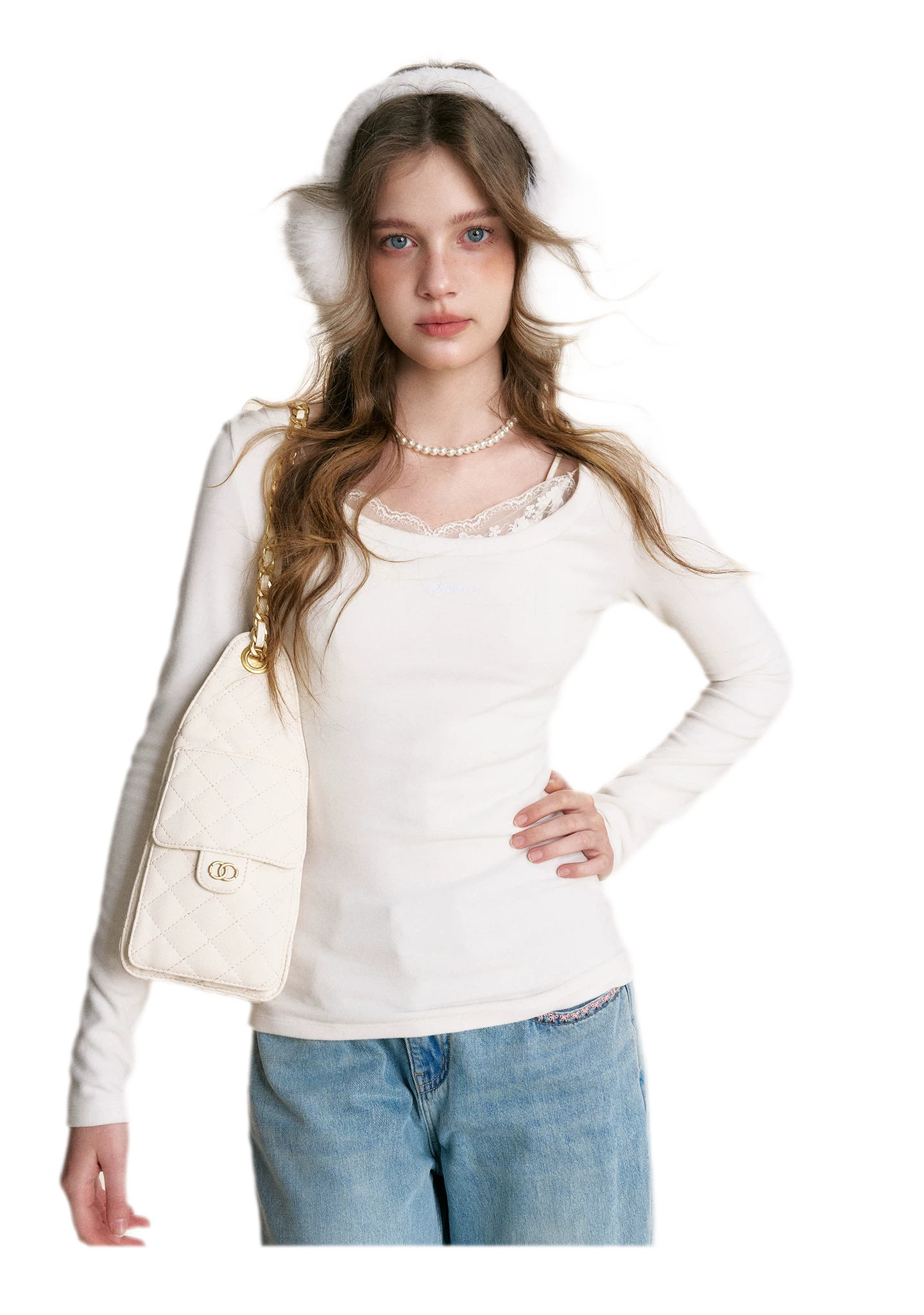 تي شيرت ضيق طويل الأكمام من Deer Velvet