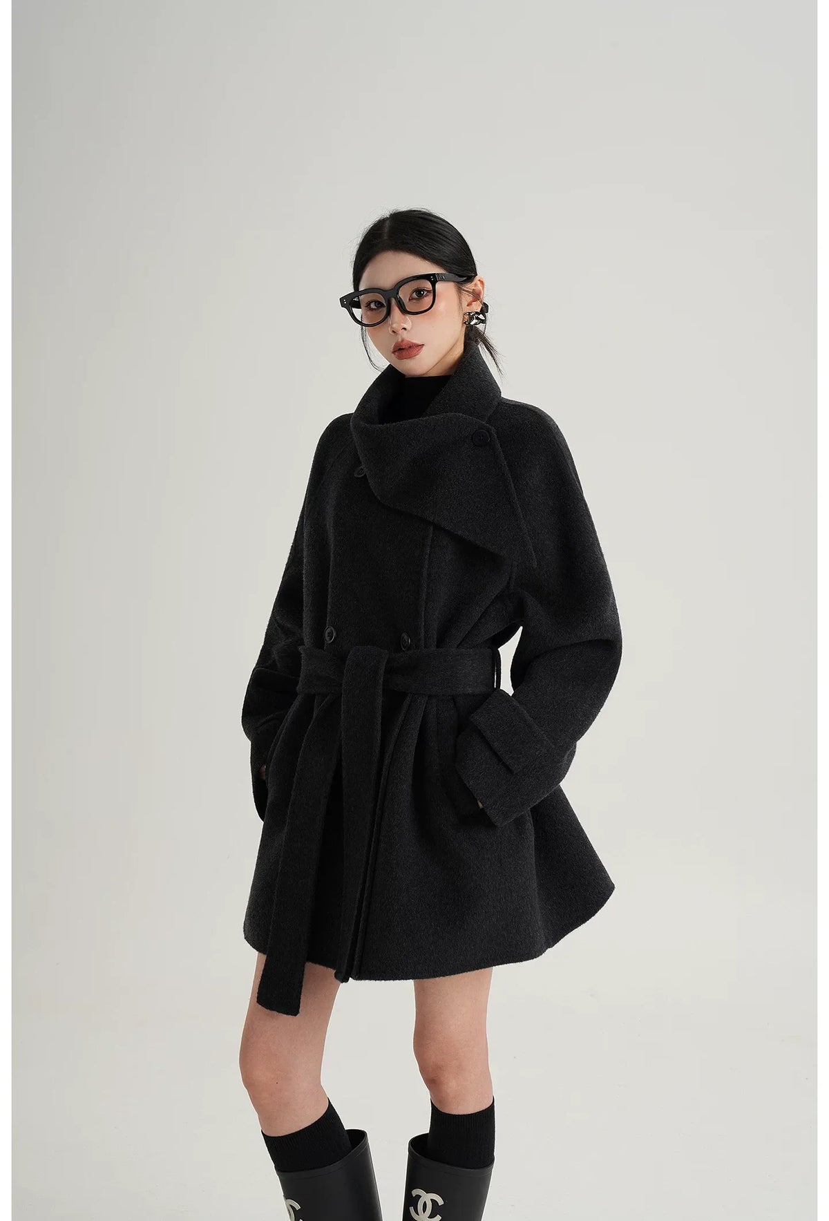 Hand-Stitched Belted Wool Coat