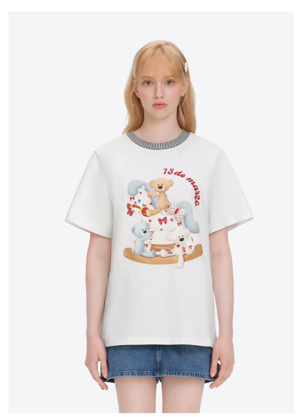 Loose Cotton T-shirt with Rocking