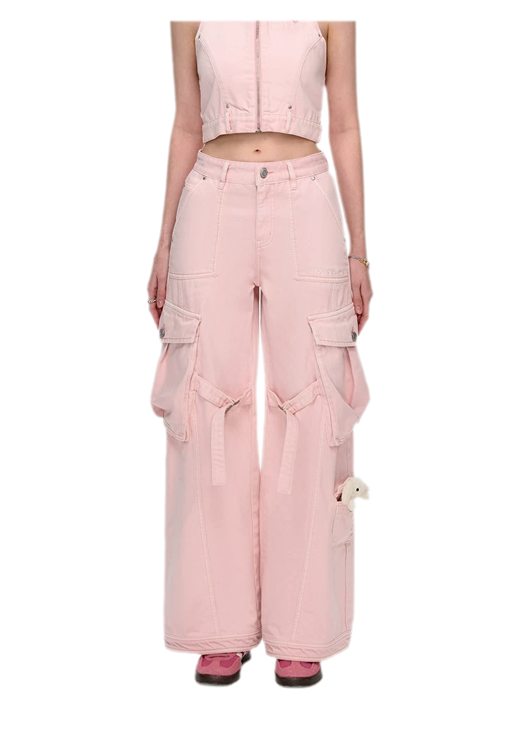 Cotton Cargo Straight Pants