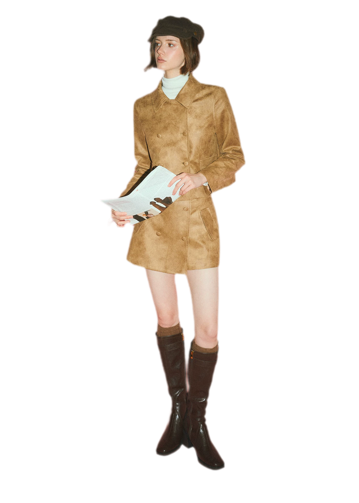 Distressed Leather Jacket Skort Set
