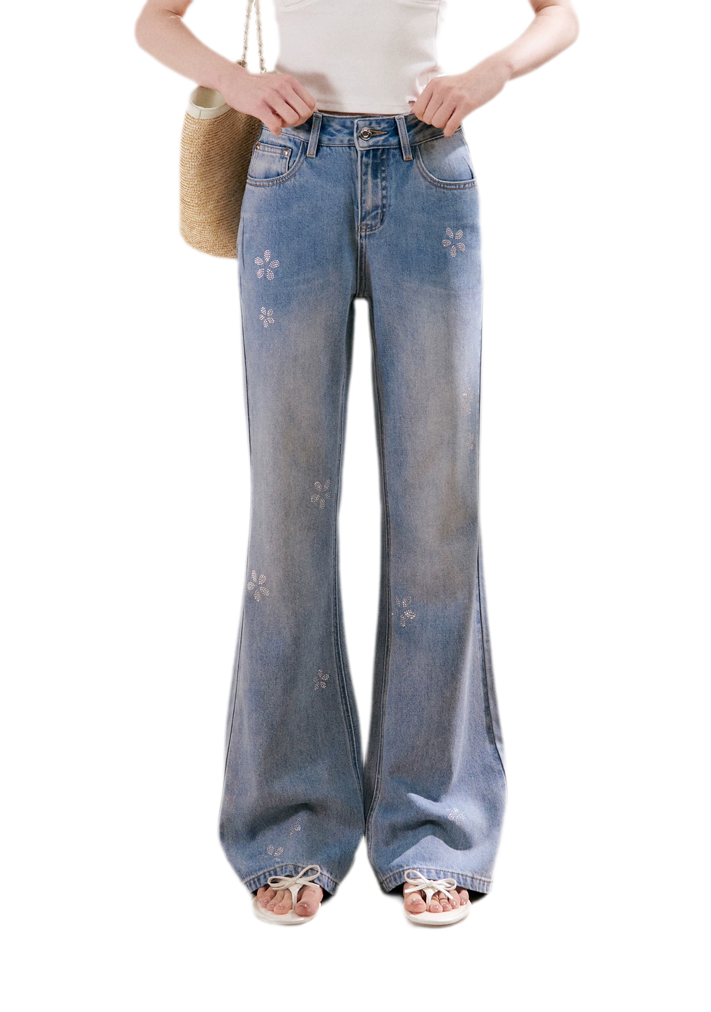 Rhinestone Micro-Flare Jeans