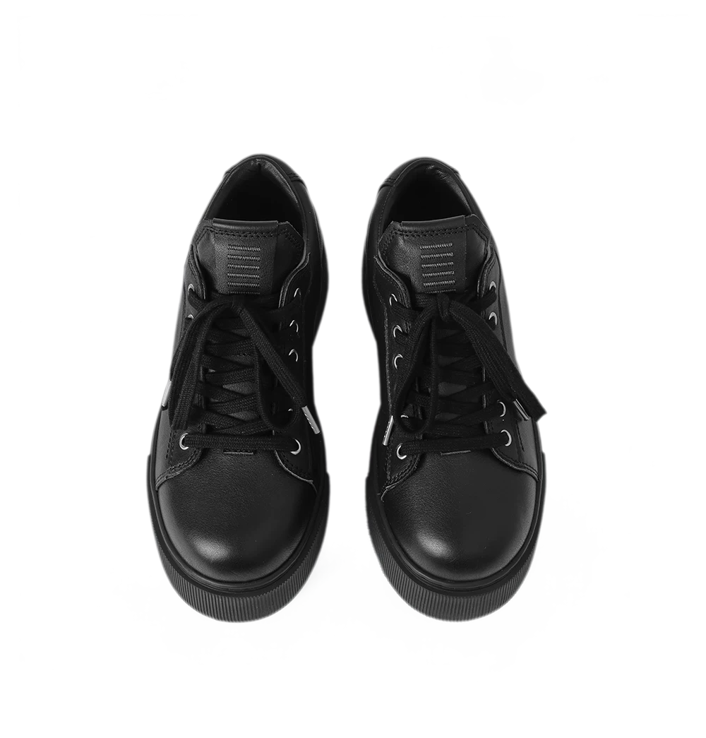 Sculptural Leather Thick-Soled Sneakers