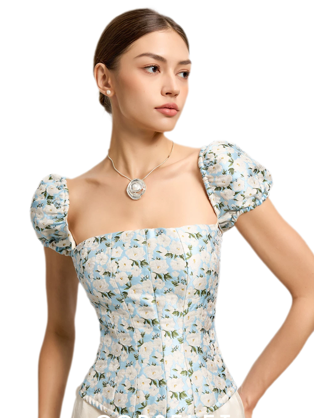 Jacquard Camellia Corset Top