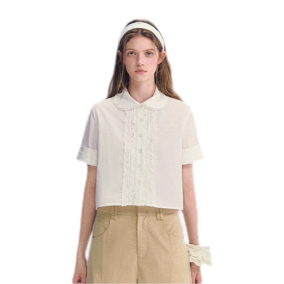 Lace Collar Cotton Shirt