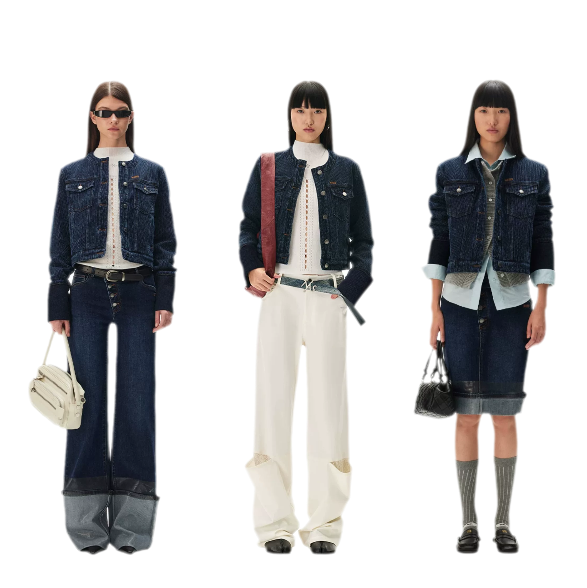 Textured Jacquard Cropped Denim Jacket