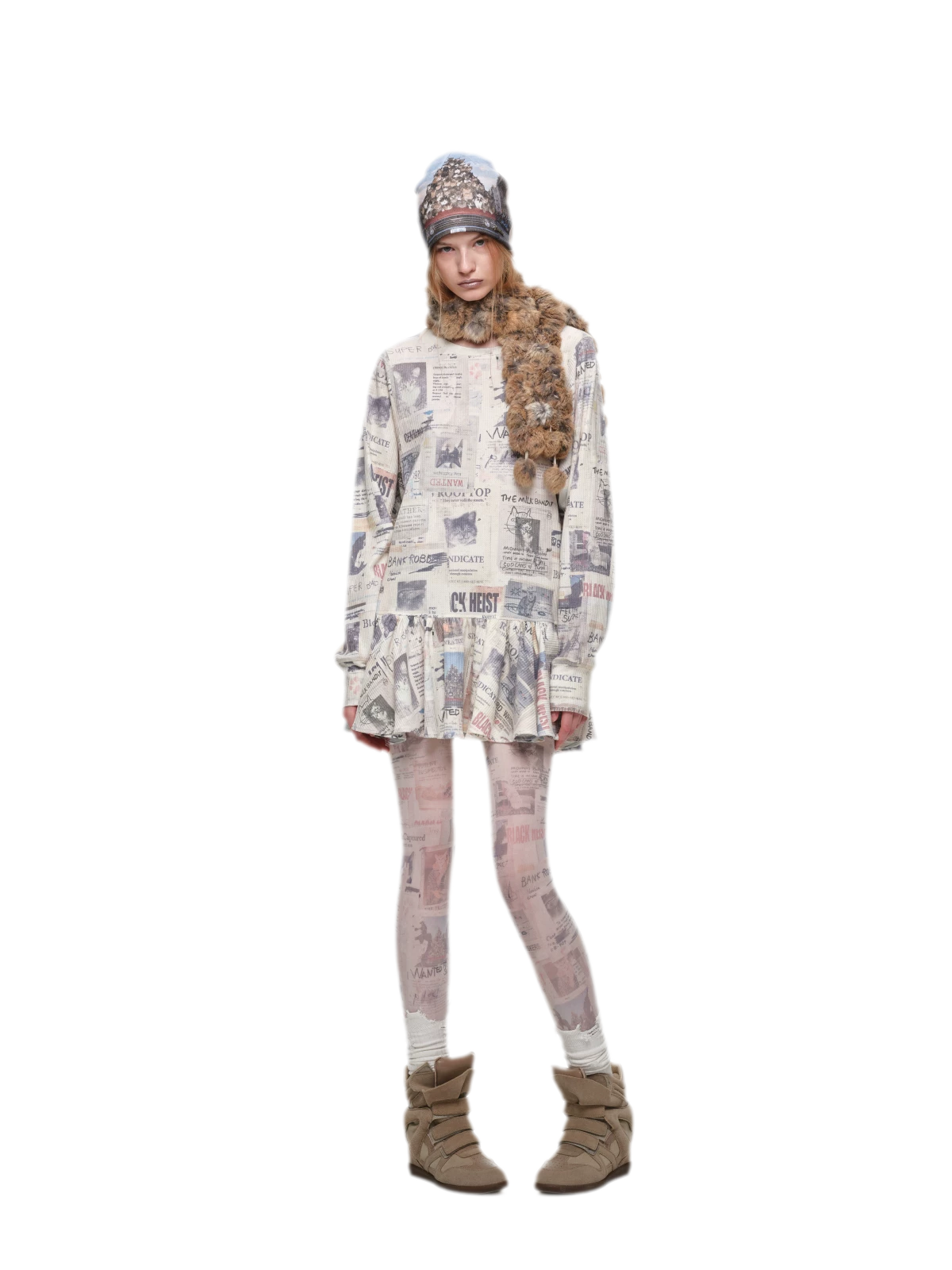Vintage Cat Print Tights