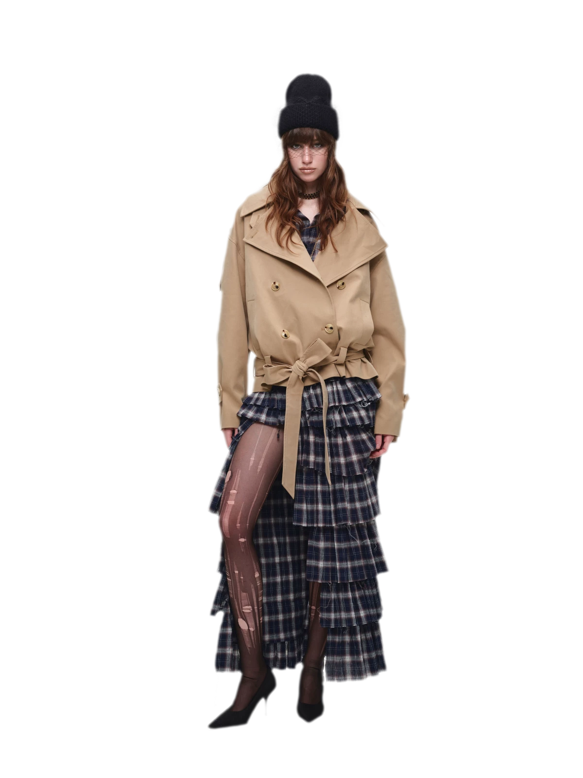 Plaid Tiered Skirt Set