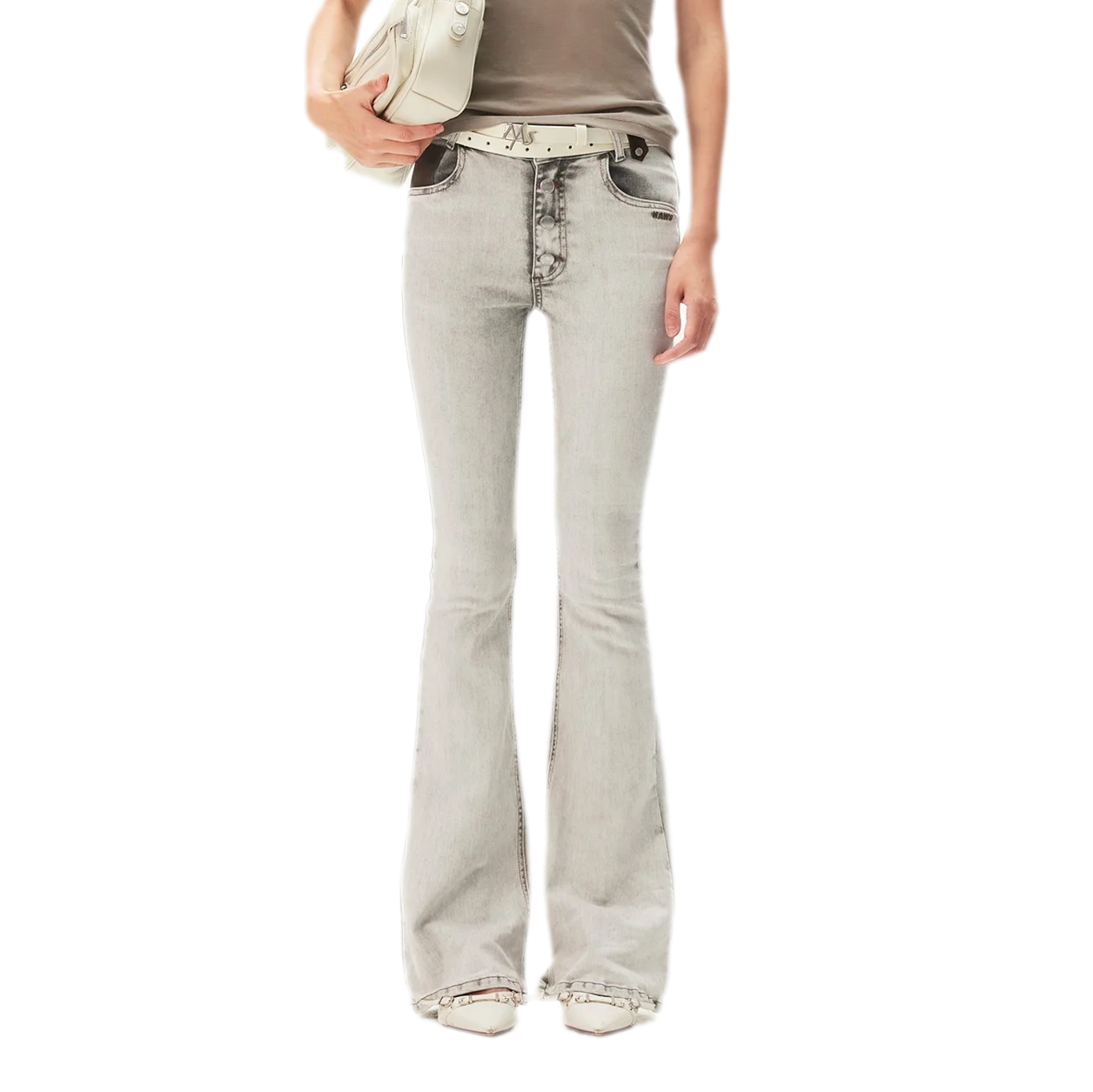Contrast Wash Slim Flare Jeans