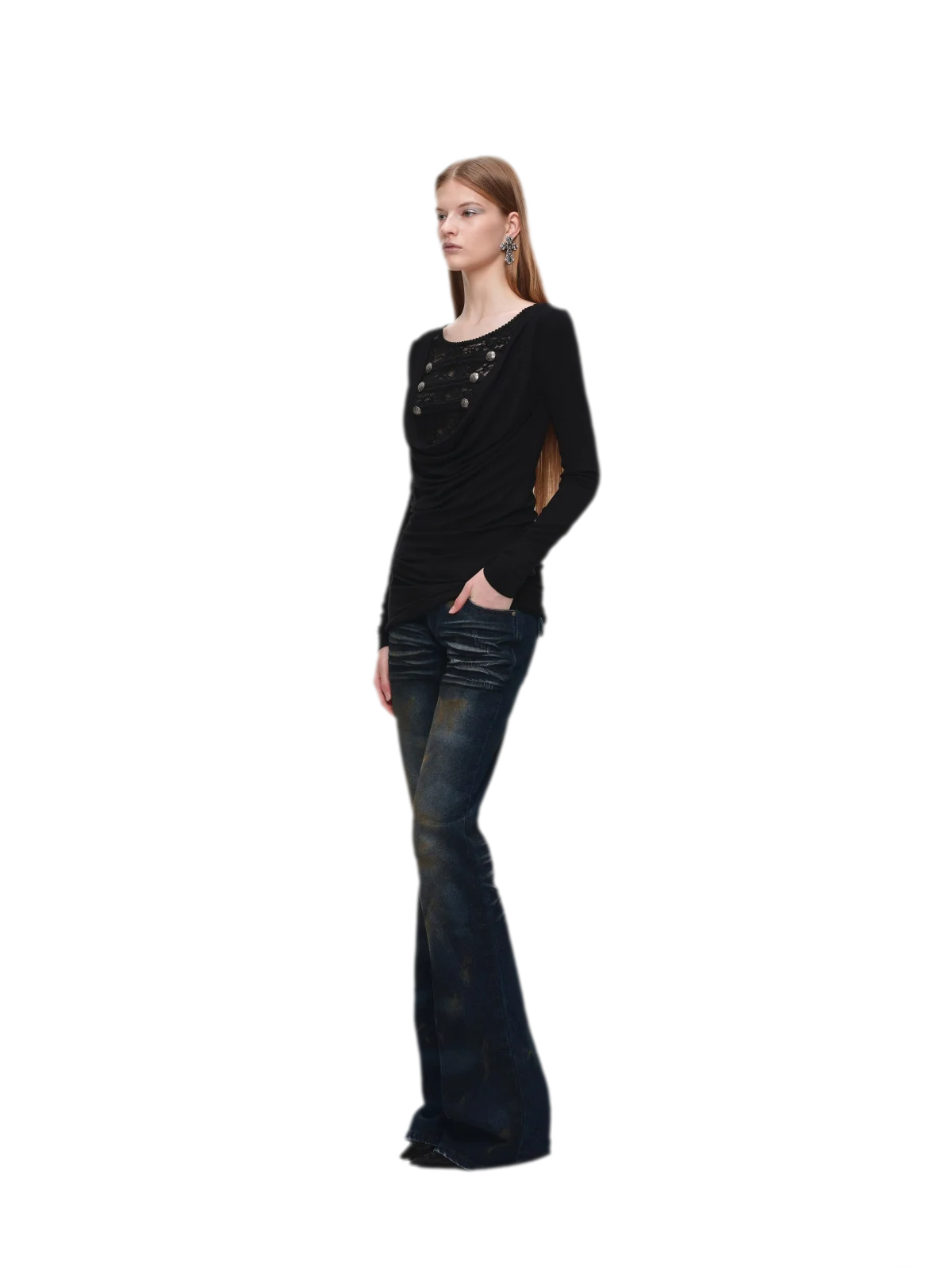 Velvet Lace Cowlneck Dress