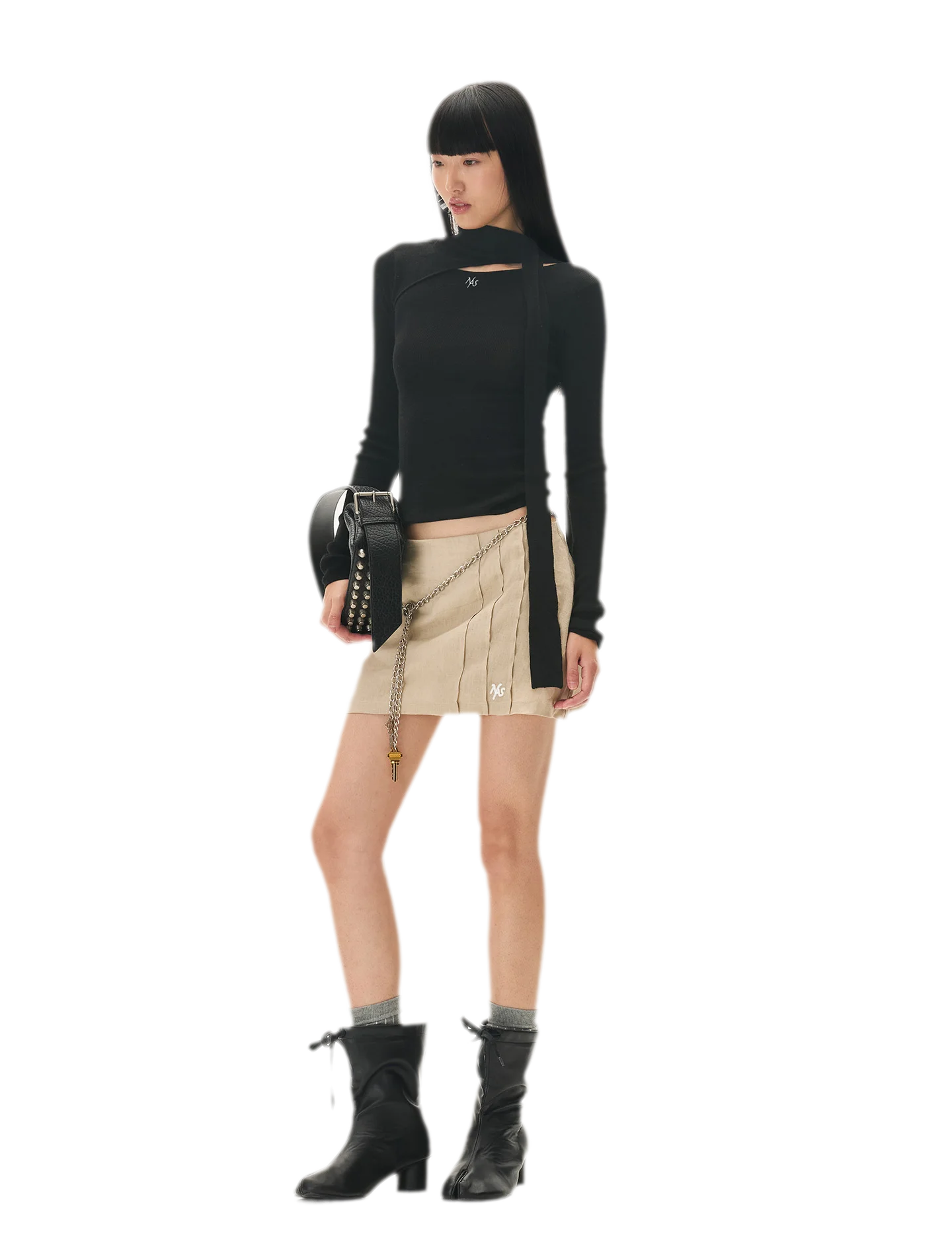 Cashmere Asymmetric Cutout Knit Top