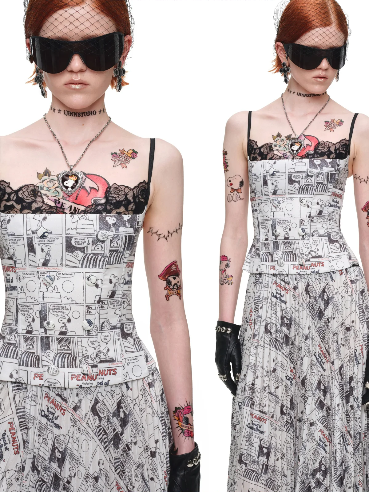 Bedrucktes Spitzen-Corsage-Bustier
