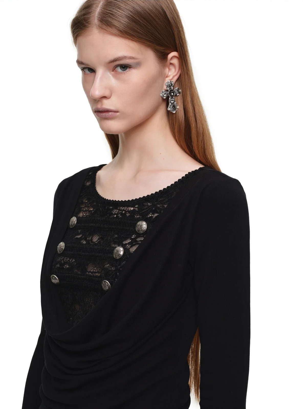 Velvet Lace Cowlneck Dress