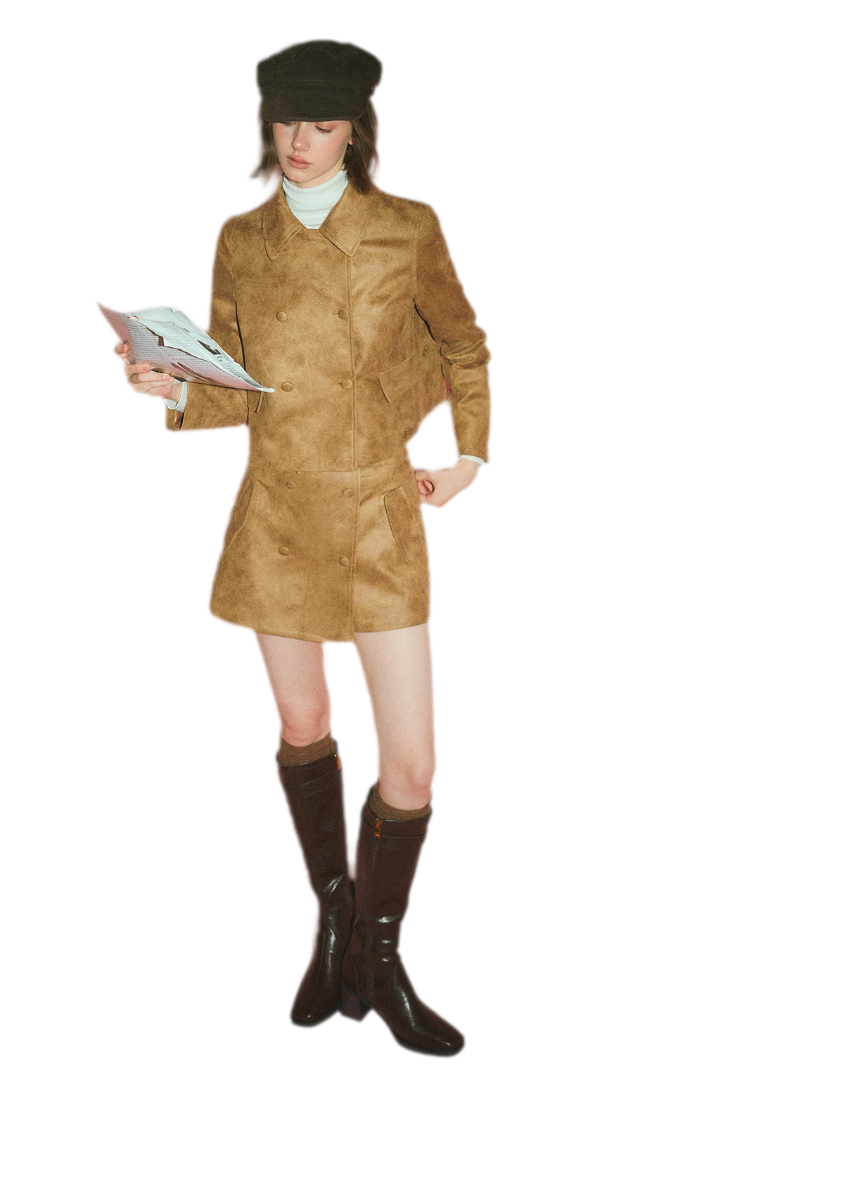 Distressed Leather Jacket Skort Set