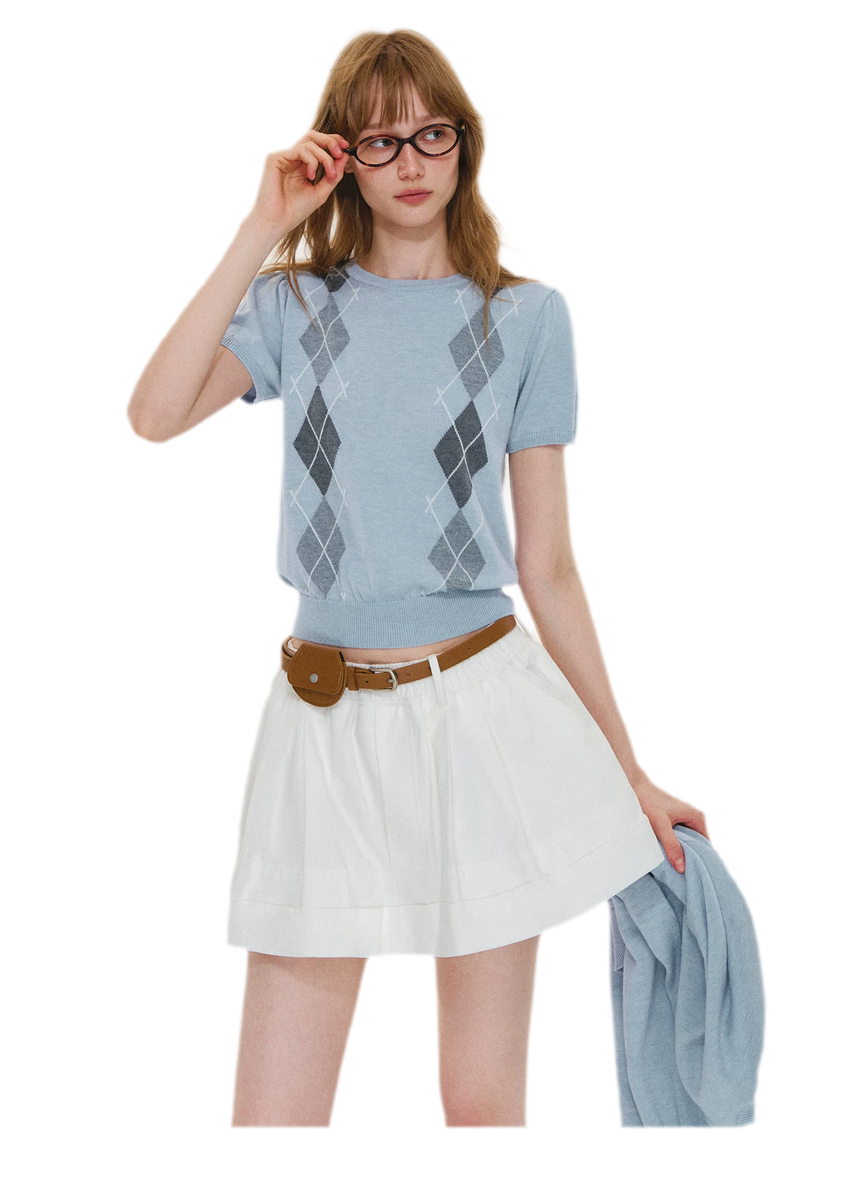 Wool Argyle Knit Set