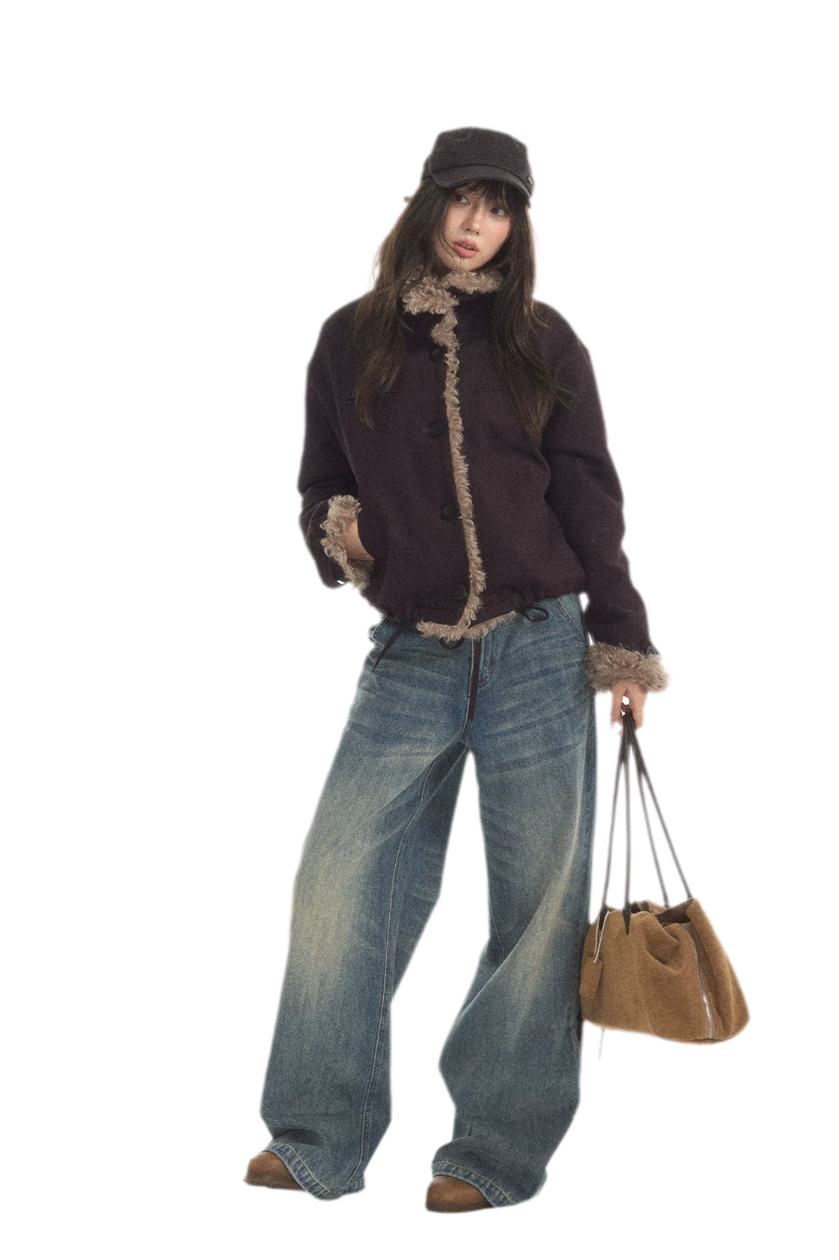Plush Contrast Cropped Jacket