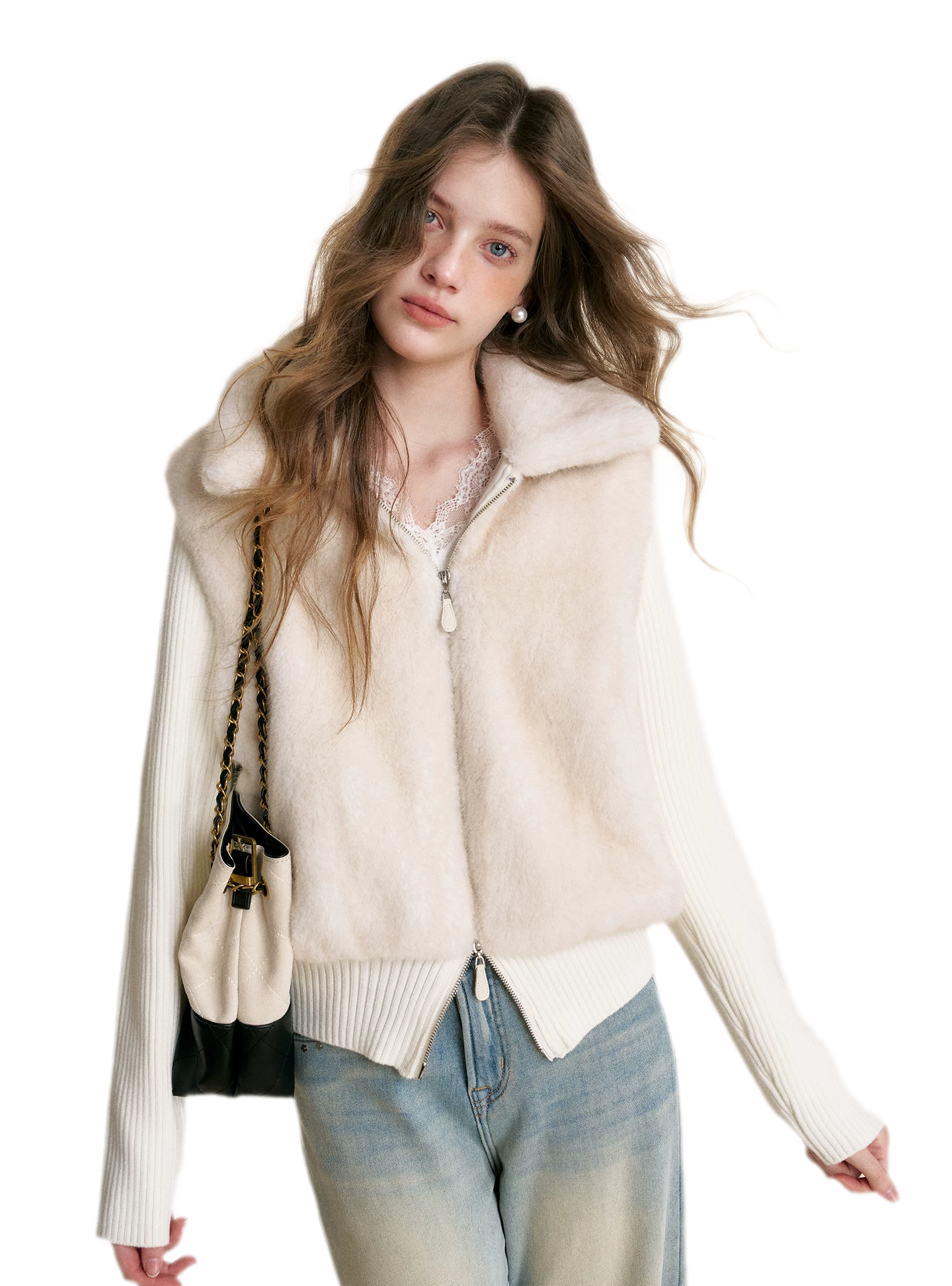 Mink Knit Patchwork Jacket