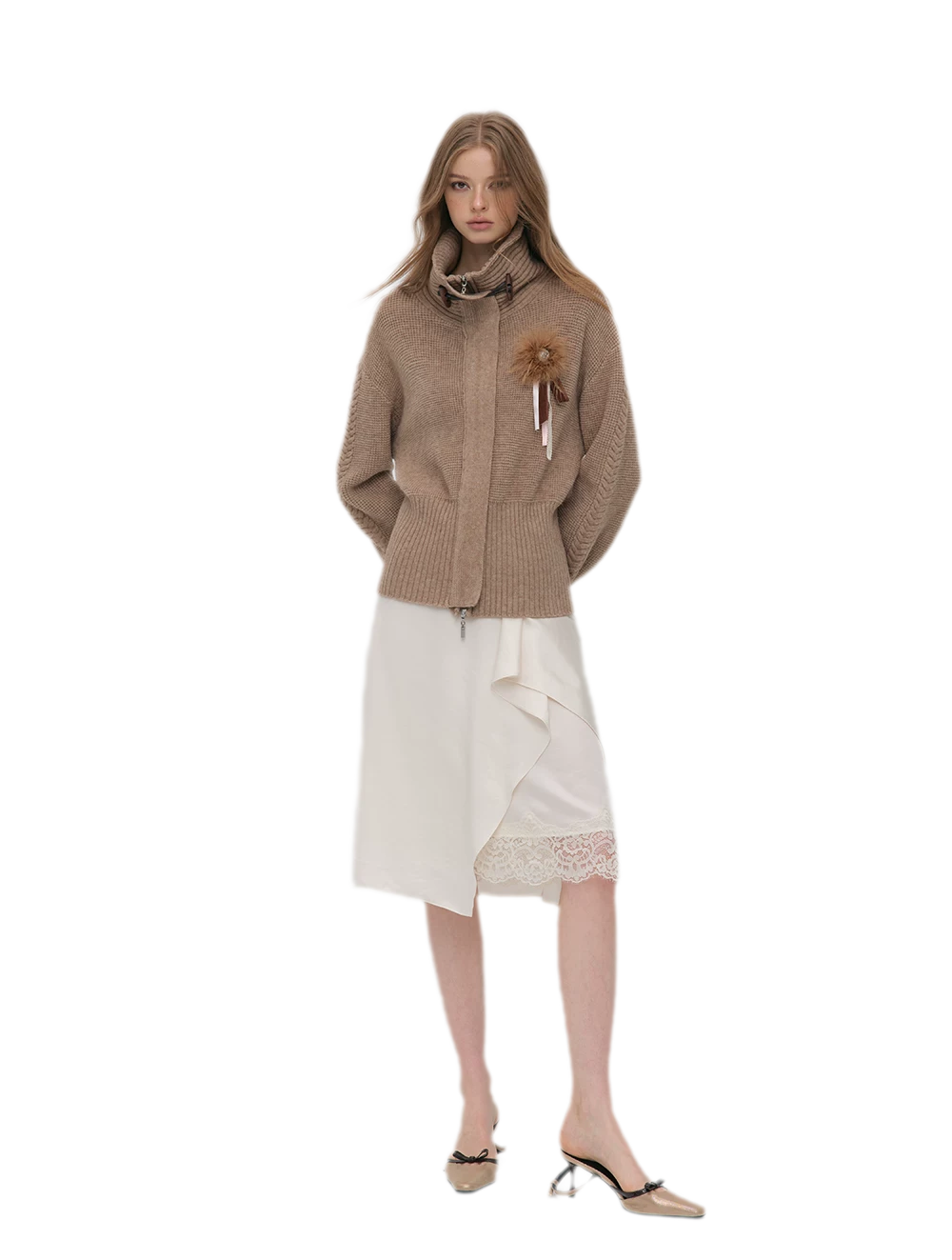 Waffle Knit Toggle Collar Cardigan